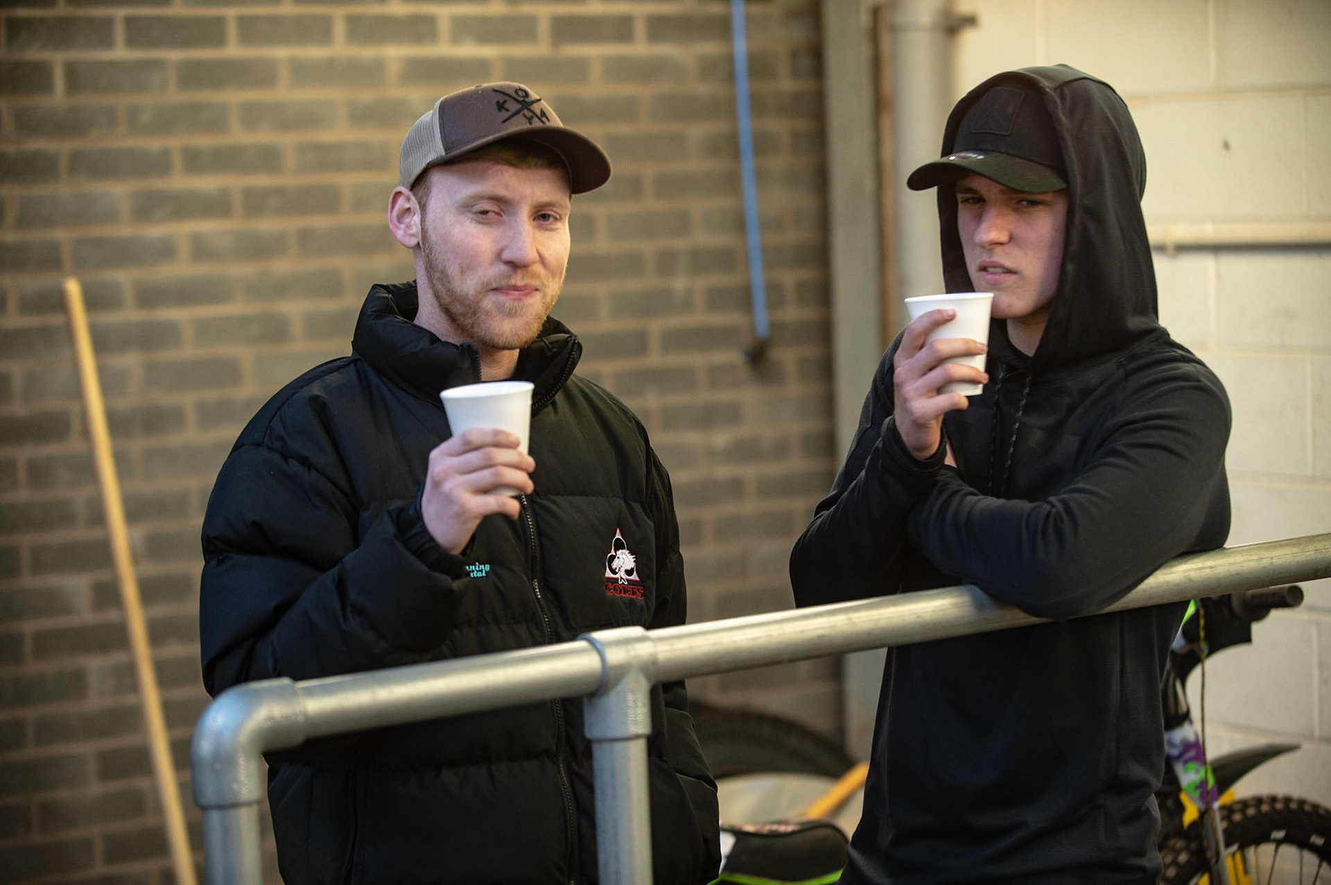 Photo by Ian Charles:

Paul Bowen (left) and Kyle Bickley chat over a hot brew 

Belle Vue Aces v Peterborough Panthers, British Speedway Premiership, National Speedway Stadium, Manchester, Monday, 29, April, 2019