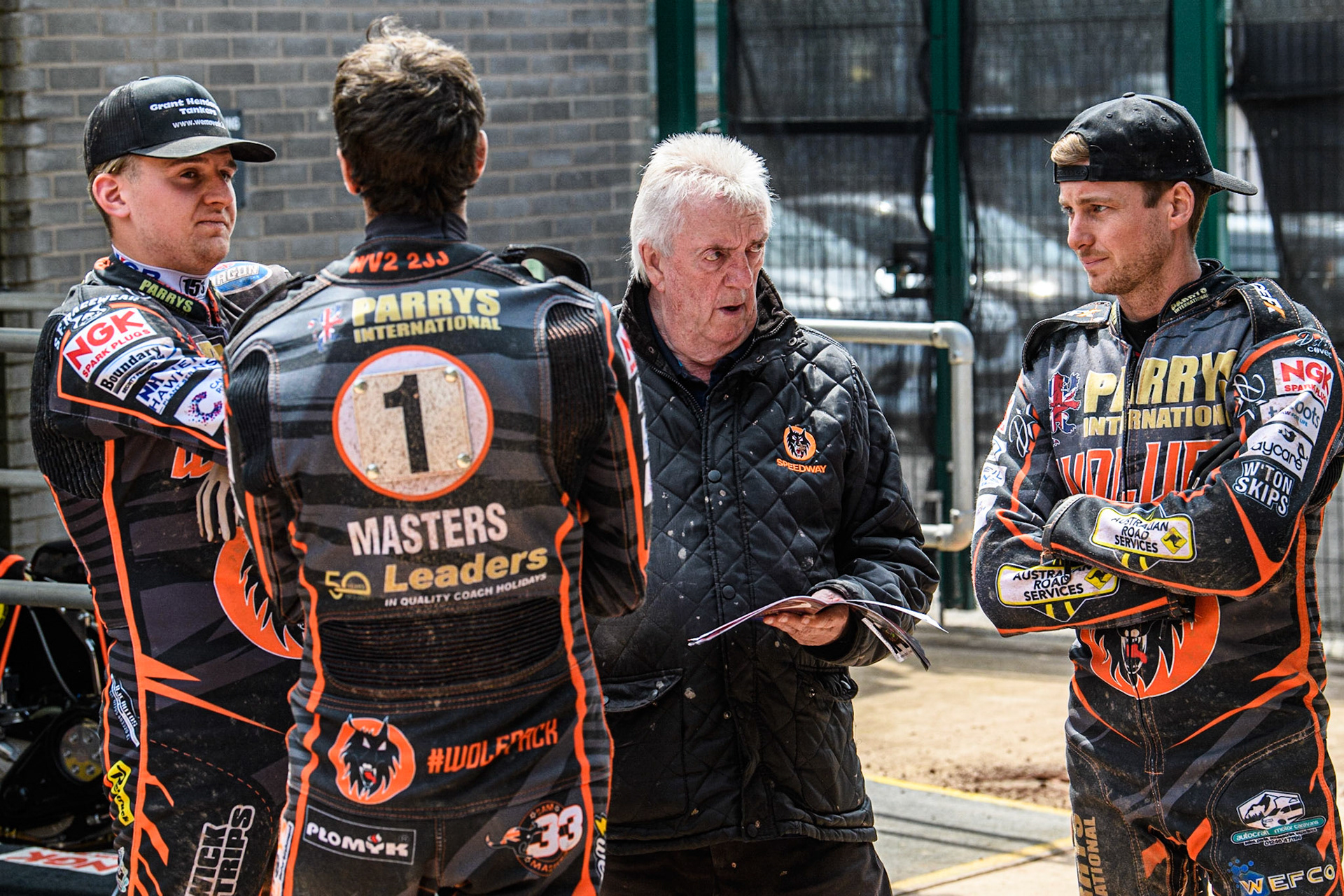 Wolves team talk during the Sports Insure Premiership match between Belle Vue Aces and Wolverhampton Wolves at the National Speedway Stadium, Manchester on Monday 29th May 2023. (Photo: Ian Charles | MI News)