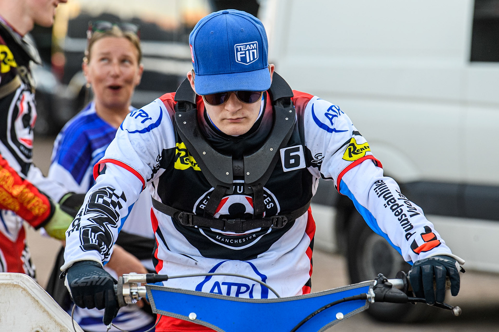 Belle Vue Aces' Antti Vuolas readies for the paradeduring the Rowe Motor Oil Premiership match between Birmingham Brummies and Belle Vue Aces at Perry Bar Stadium, Birmingham on Monday 29th July 2024. (Photo: Ian Charles | MI News)