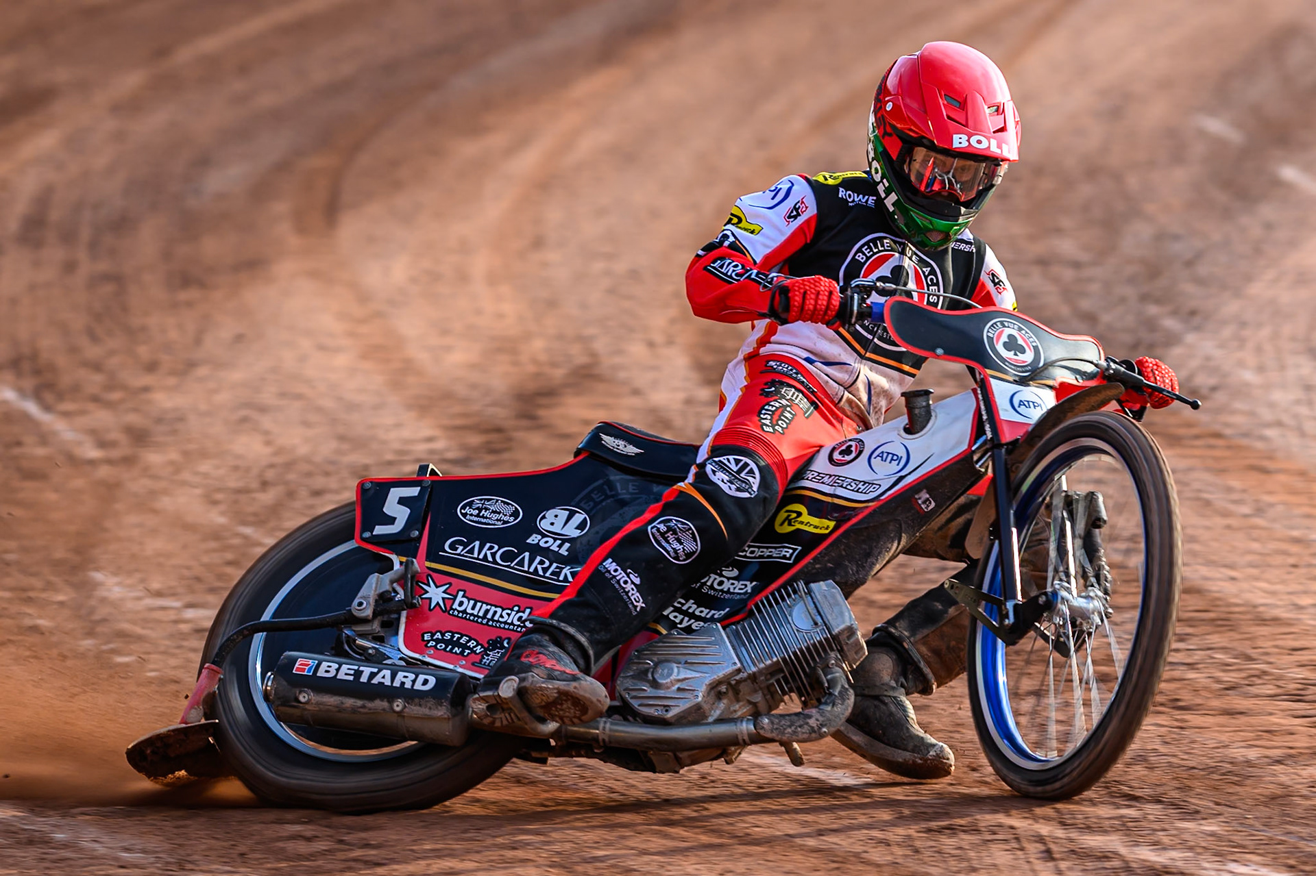 Belle Vue Aces' Brady Kurtz  in action during the Rowe Motor Oil Premiership match between Belle Vue Aces and Ipswich Witches at the National Speedway Stadium, Manchester on Monday 30th June 2025. (Photo: Ian Charles | MI News)
