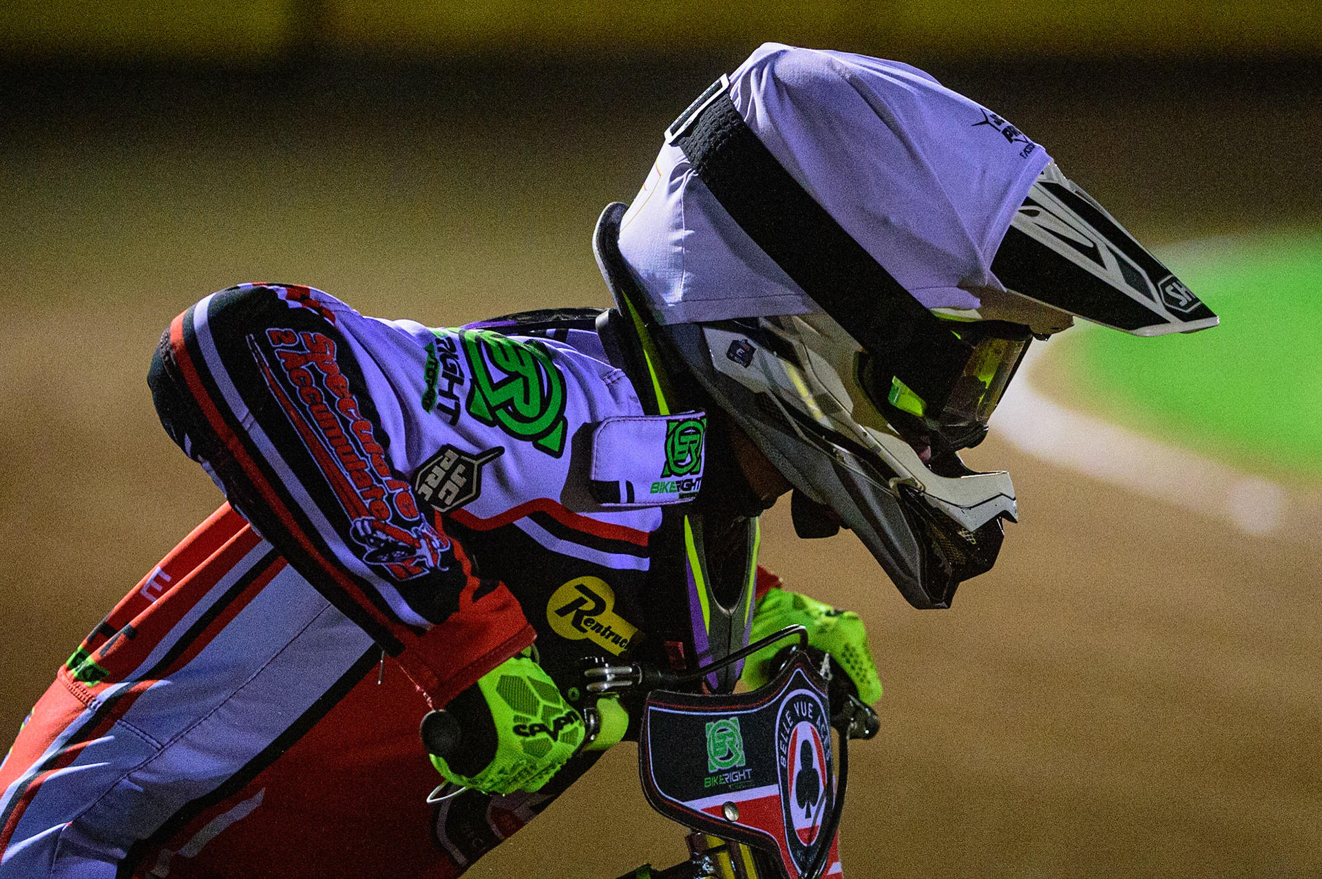 PETERBOROUGH, UK. OCT 14TH Tom Brennan  does a practice start during the SGB Premiership Grand Final 2nd leg between Peterborough and Belle Vue Aces at East of England Showground, Peterborough on Thursday 14th October 2021. (Credit: Ian Charles | MI News)