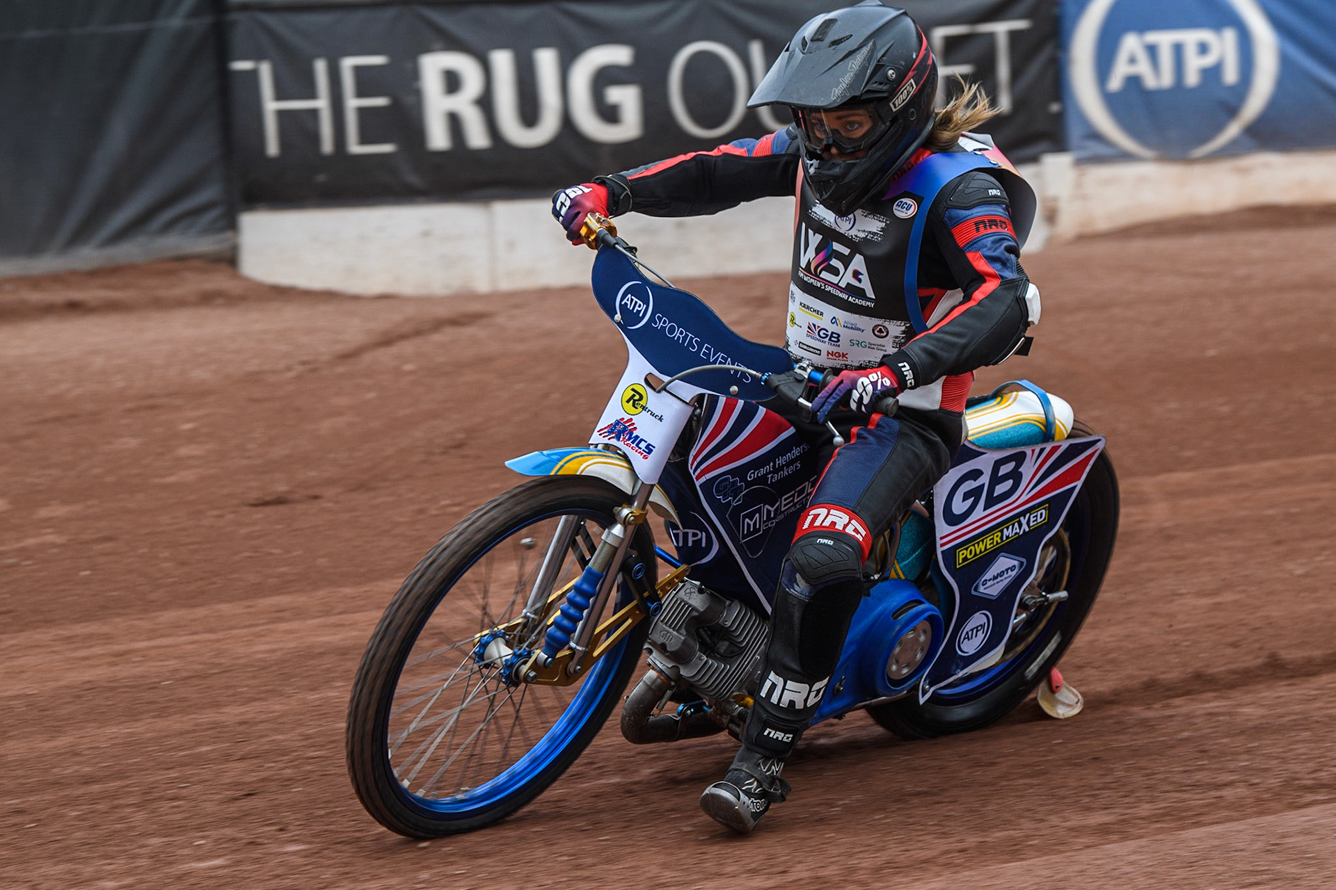 Julie Harding from Motocross/Endurance on track during the FIM Women's  Speedway Academy at the National Speedway Stadium, Manchester on Friday 4th August 2023. (Photo: Ian Charles | MI News)