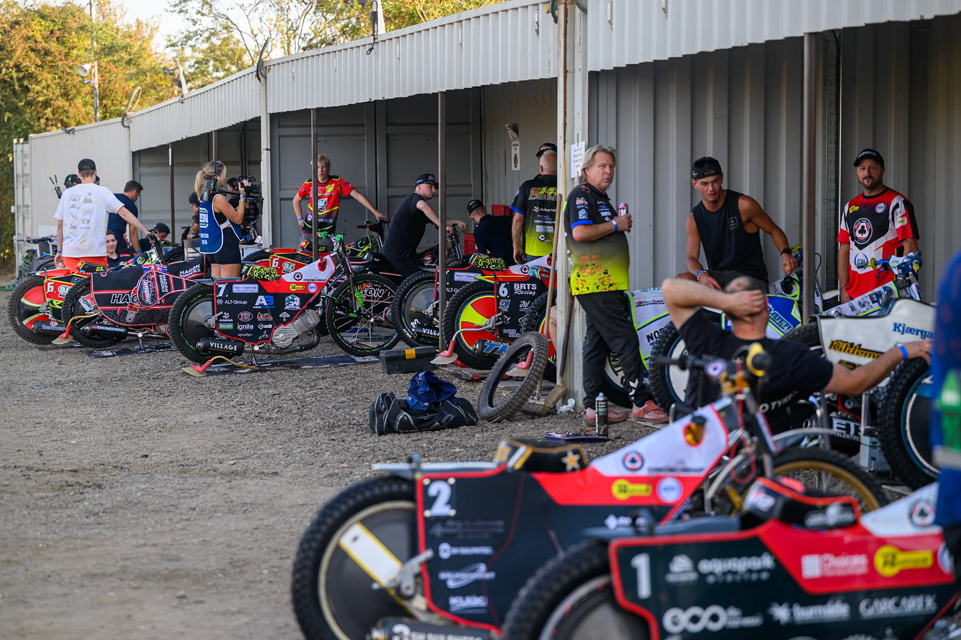 The Speedway Pits at Northampton Shaleway during the Rowe Motor Oil Premiership match between Northampton Foxes and Belle Vue Aces at Northampton International Shaleway, Northampton on Thursday 13th August 2026. (Photo: Ian Charles | MI News)