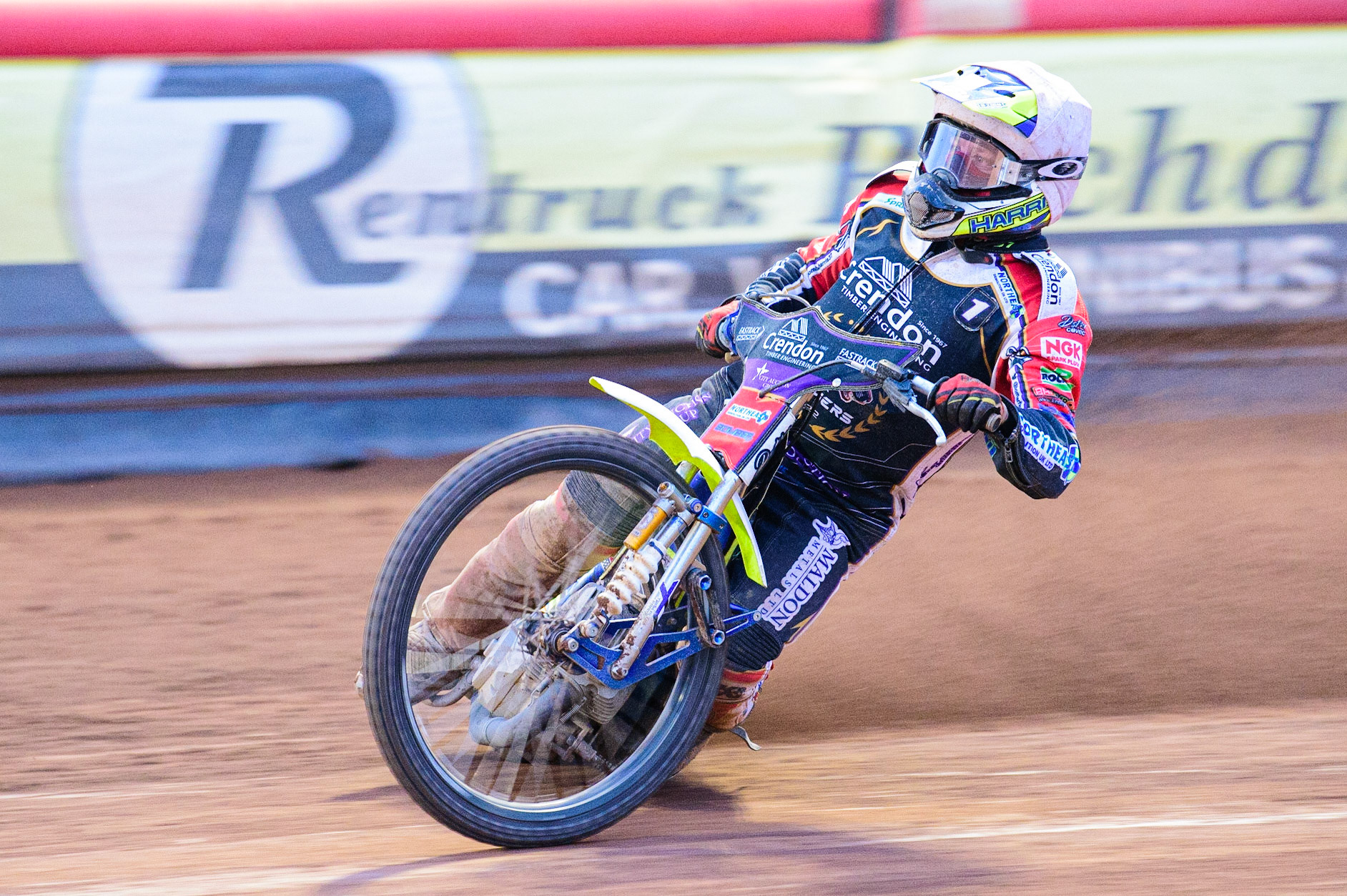 Chris Harris  in action  for Peterborough Crendon Panthers  during the SGB Premiership match between Belle Vue Aces and Peterborough at the National Speedway Stadium, Manchester on Monday 25th July 2022. (Credit: Ian Charles | MI News