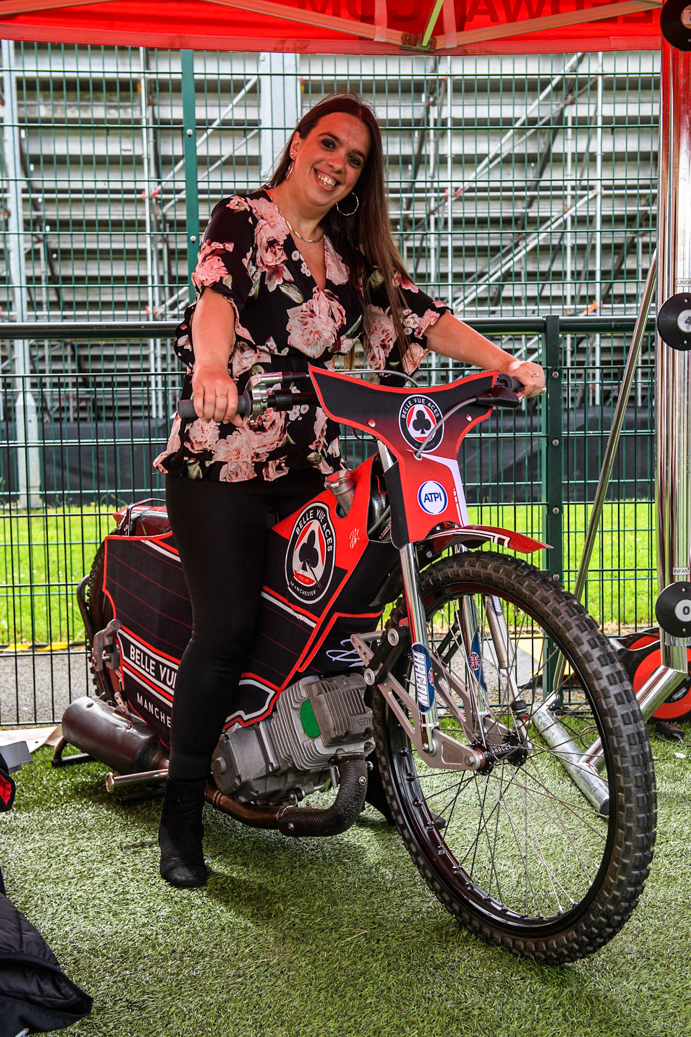Belle Vue fan Selina Scoble during the Monster Energy FIM Speedway of Nations Semi-Final 1 at the National Speedway Stadium, Manchester on Tuesday 9th July 2024. (Photo: Ian Charles | MI News)