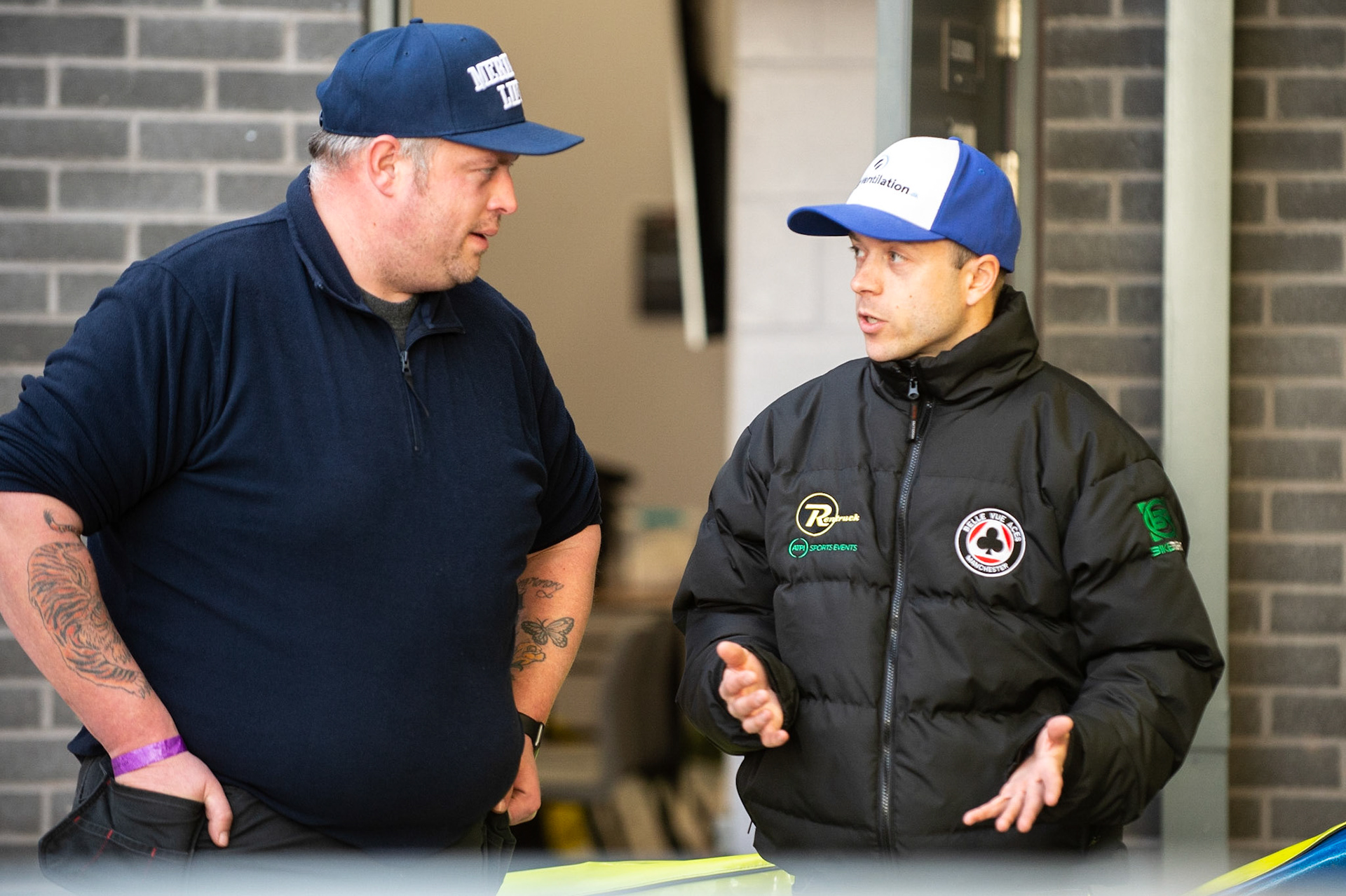 Photo by Ian Charles:

Kenneth Bjerre  (right) chats with a member of his team

Belle Vue Aces v Peterborough Panthers, British Speedway Premiership, National Speedway Stadium, Manchester, Monday, 29, April, 2019