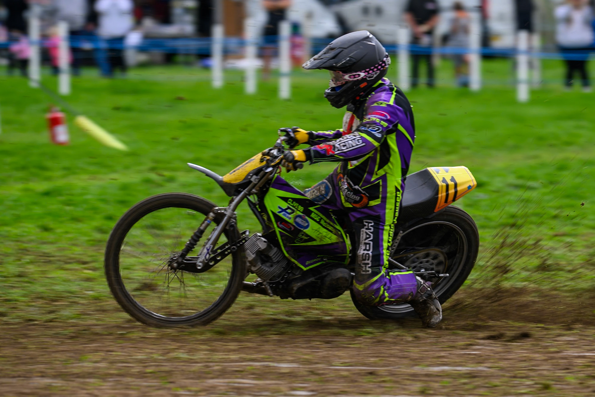 British Masters (Solos): Paul Cooper (11) during the British Masters Grasstrack Championship at Lower Marsh Farm, Much Hoole, Preston in Lancashire, England on Sunday 13th September 2026. (Photo: Ian Charles | MI News)