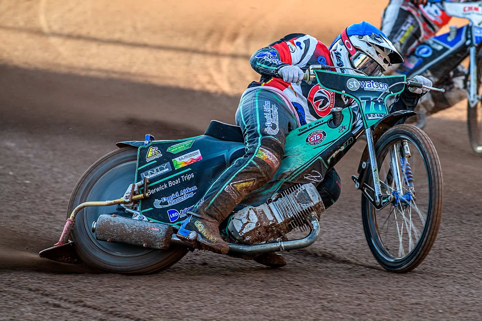 Belle Vue Colts' Guest rider Mason Watson in action during the WSRA National Development League match between Belle Vue Colts and Middlesbrough Tigers at the National Speedway Stadium, Manchester on Monday 17th June 2024. (Photo: Ian Charles | MI News)