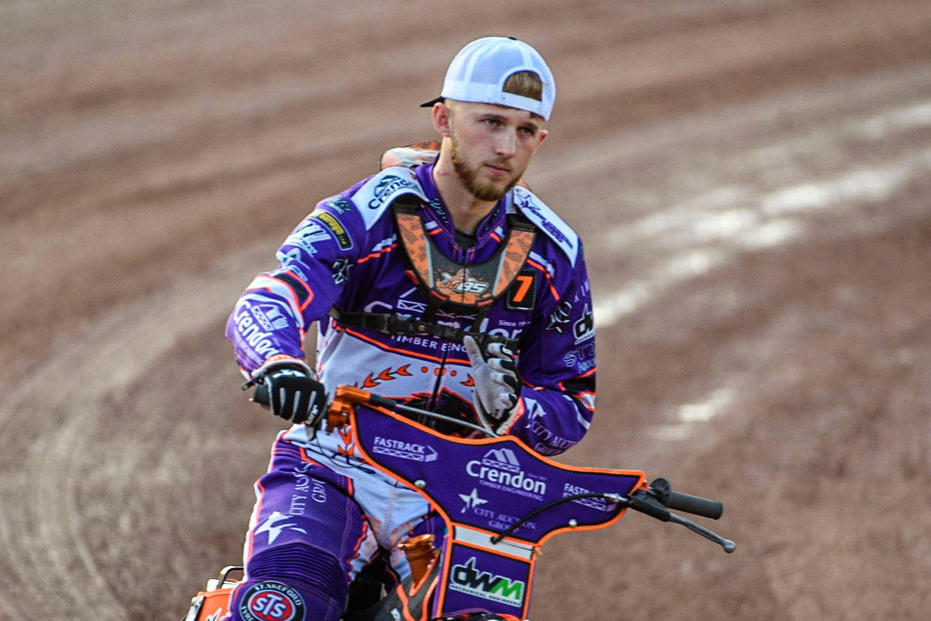 Jordan Jenkins on the pre match parade during the Sports Insure Premiership match between Belle Vue Aces and Peterborough at the National Speedway Stadium, Manchester on Monday 19th June 2023. (Photo: Ian Charles | MI News)