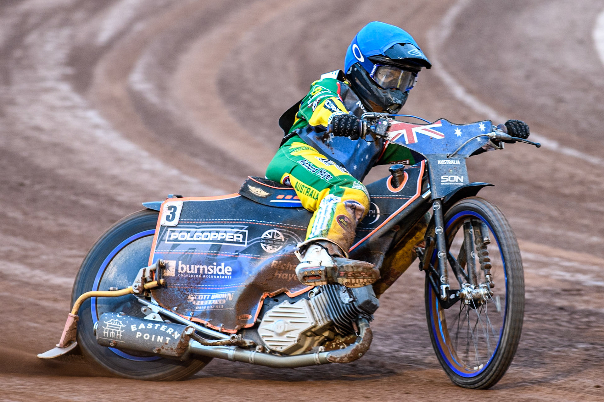 Brady Kurtz of Australia in action during the Monster Energy FIM Speedway of Nation Final at the National Speedway Stadium, Manchester on Saturday 13th July 2024. (Photo: Ian Charles | MI News)