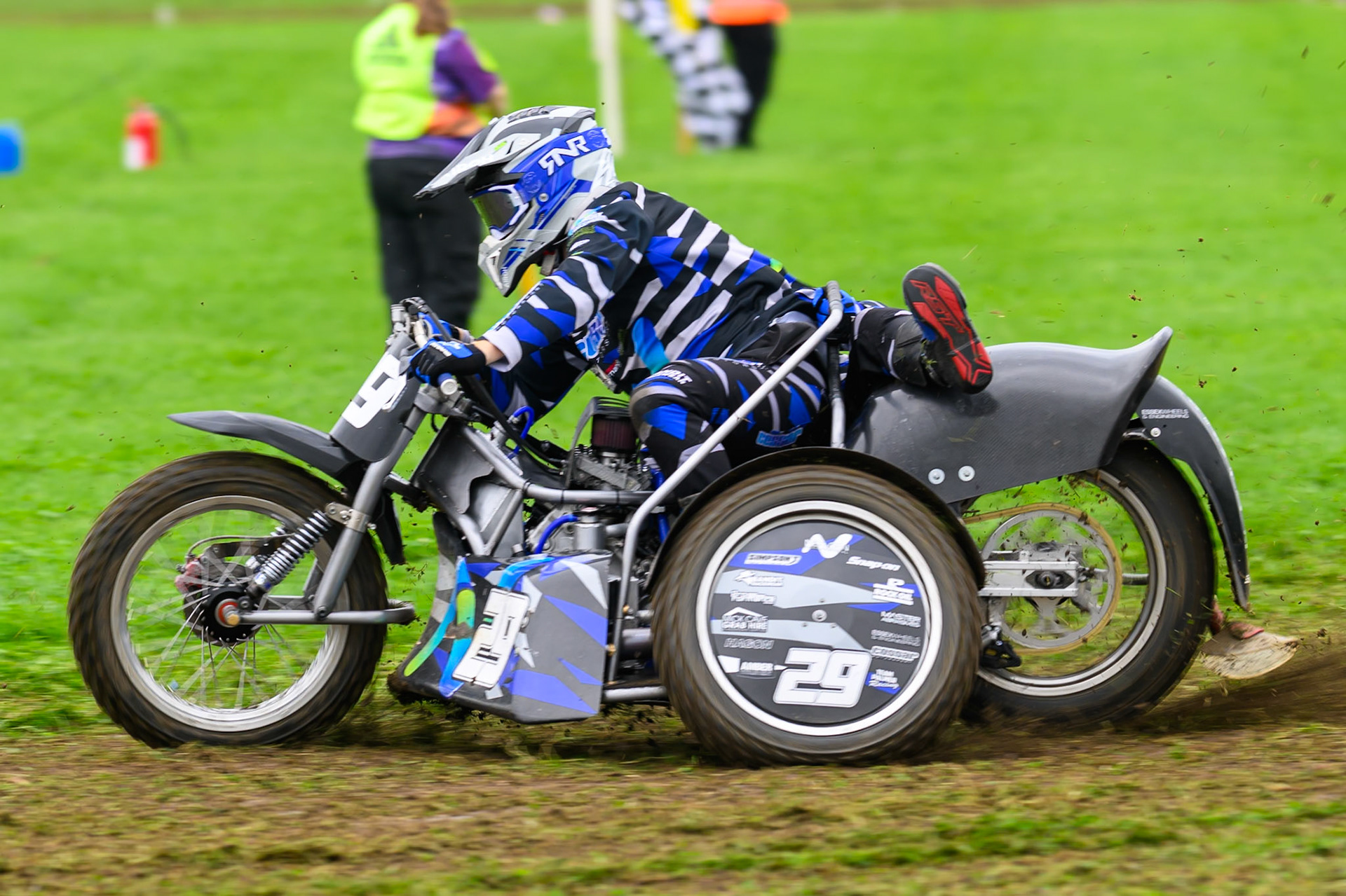 Tom Cossar/Ryan Wharton (29) during practice for  the British Masters Grasstrack Championship at Lower Marsh Farm, Much Hoole, Preston in Lancashire, England on Sunday 13th September 2026. (Photo: Ian Charles | MI News)