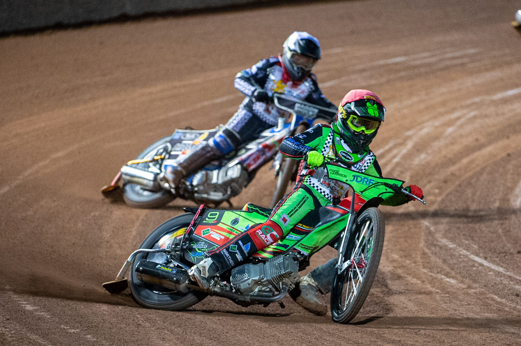 Photo: Ian CharlesLuke Harrison (Red) leads Ashton Vale (White) (250cc Class)British Youth Speedway Championship (Round 5), National Speedway Stadium, Manchester Saturday  10  October  2020