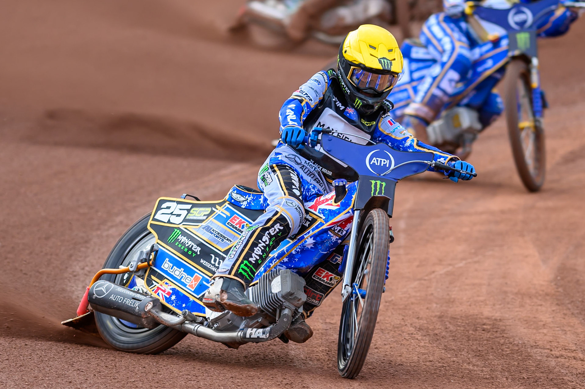 Jack Holder (25) of Australia  in action during the ATPI  FIM Speedway GP of Manchester at the National Speedway Stadium, Manchester on Friday 5th June 2026. (Photo: Ian Charles | MI News)