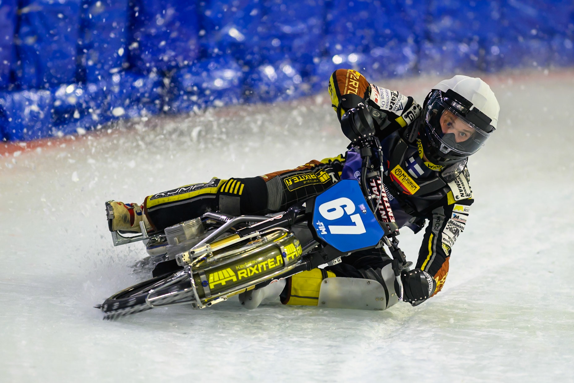 Heikki Huusko (67) of Finland  in action during the FIM Ice Speedway Gladiators World Championship Final 3 at Ice Rink Thialf, Heerenveen on Saturday 11th April 2026. (Photo: Ian Charles | MI News)