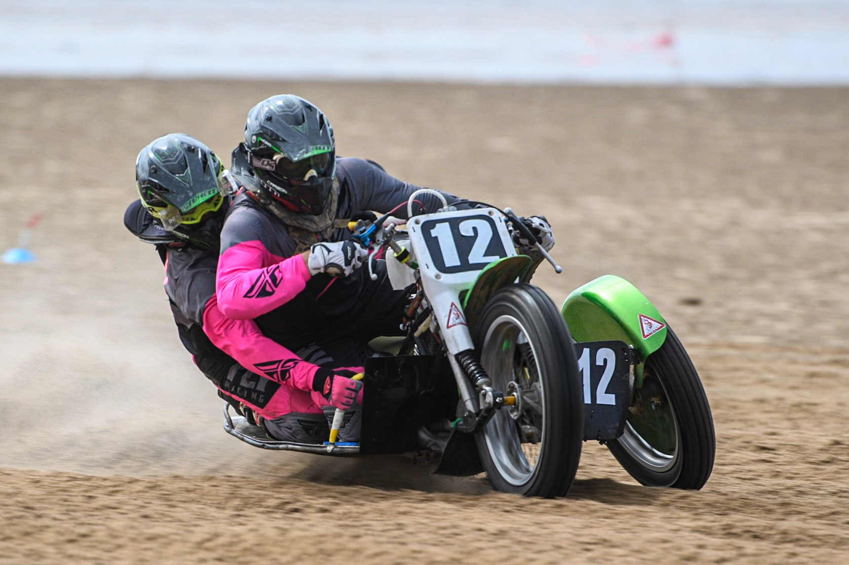 Neal Owen &amp; Jason Farwell (12) in practice during the Fylde ACU British Sand Racing Masters Championship at  St Annes on Sea, Lancashire on Sunday 30th July 2023. (Photo: Ian Charles | MI News)