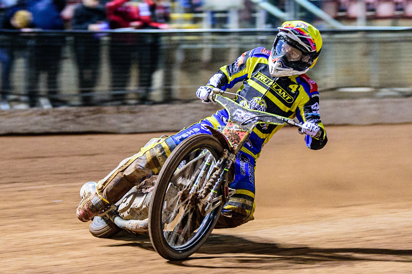 David Bellego  in action  for Sheffield ‘TruPlant’ Tigers  during the SGB Premiership match between Belle Vue Aces and Sheffield Tigers at the National Speedway Stadium, Manchester on Monday 27th March 2023. (Photo: Ian Charles | MI News)