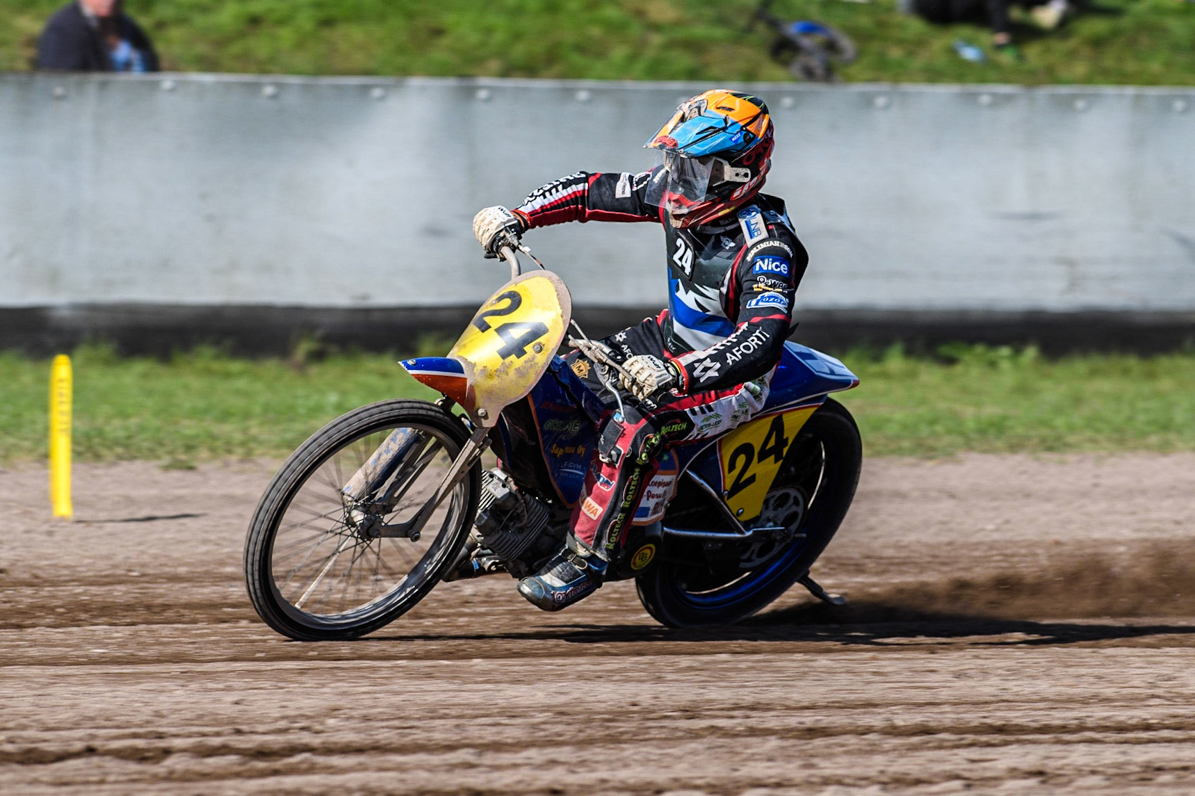 Topi Mustonen practices  during the FIM Long Track Of Nations event at the Speed Centre Roden on Sunday 24th September 2023. (Photo: Ian Charles | MI News)