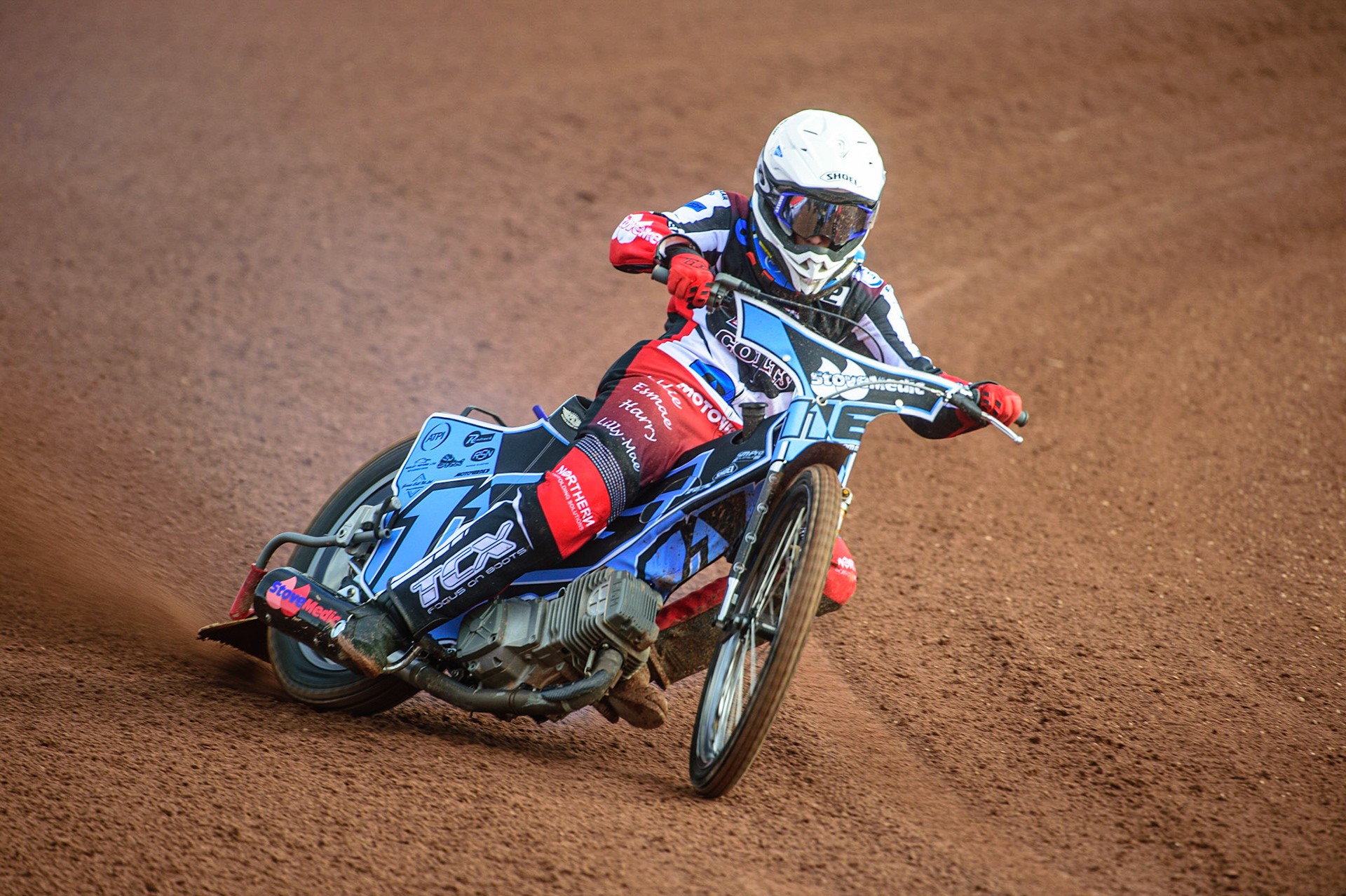 MANCHESTER, UK. MAR 14TH Sam McGurk in action during the Belle Vue Speedway Media Day at the National Speedway Stadium, Manchester on Monday 14th March 2022. (Credit: Ian Charles | MI News)