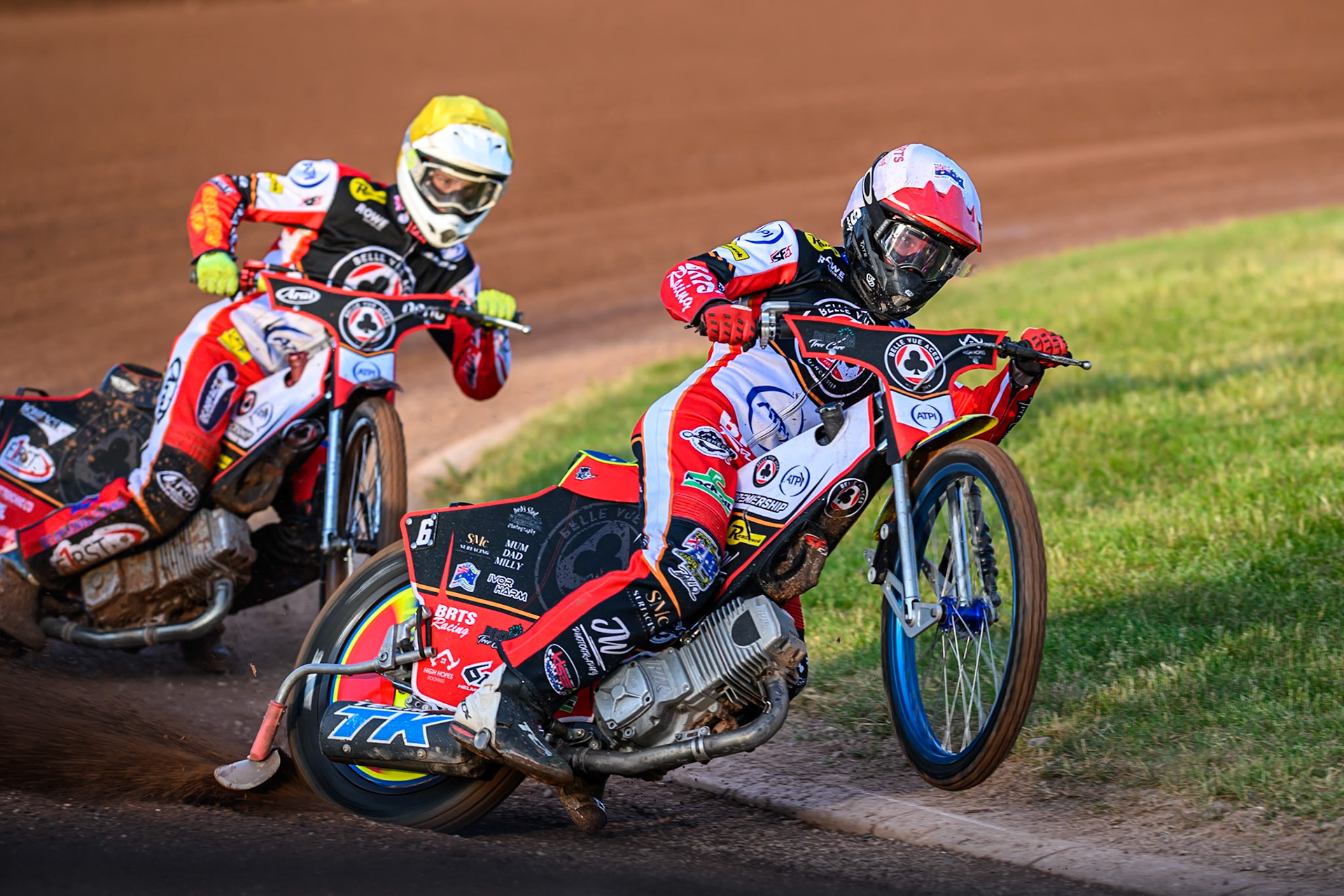 Belle Vue Aces' Tate Zischke picks up some drive exiting the turn during the Rowe Motor Oil Premiership match between Birmingham Brummies and Belle Vue Aces at Perry Bar Stadium, Birmingham on Monday 2nd June 2025. (Photo: Ian Charles | MI News)