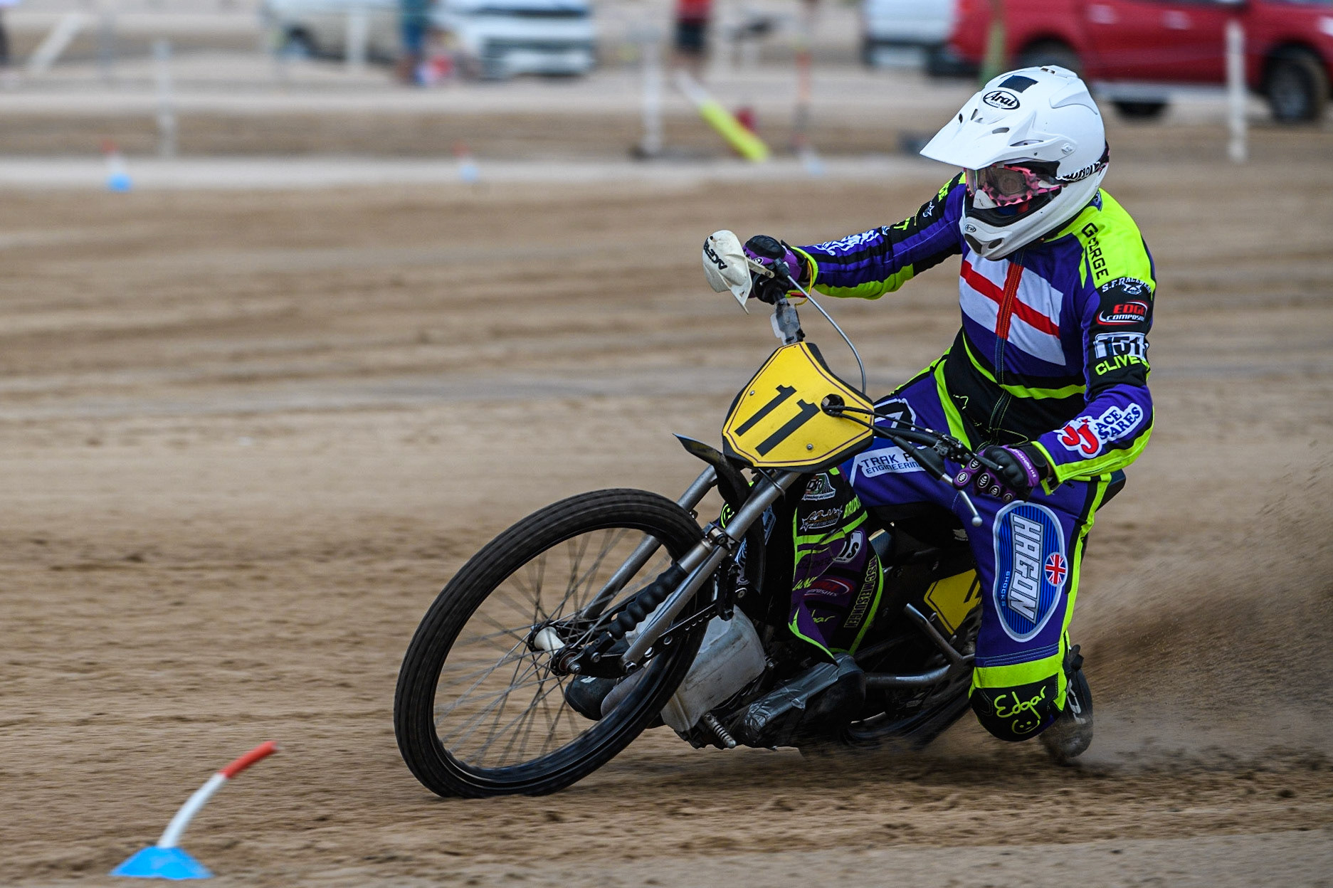 Paul Cooper (11) in action  during the Fylde ACU British Sand Racing Masters Championship at  St Annes on Sea, Lancashire on Sunday 30th July 2023. (Photo: Ian Charles | MI News)
