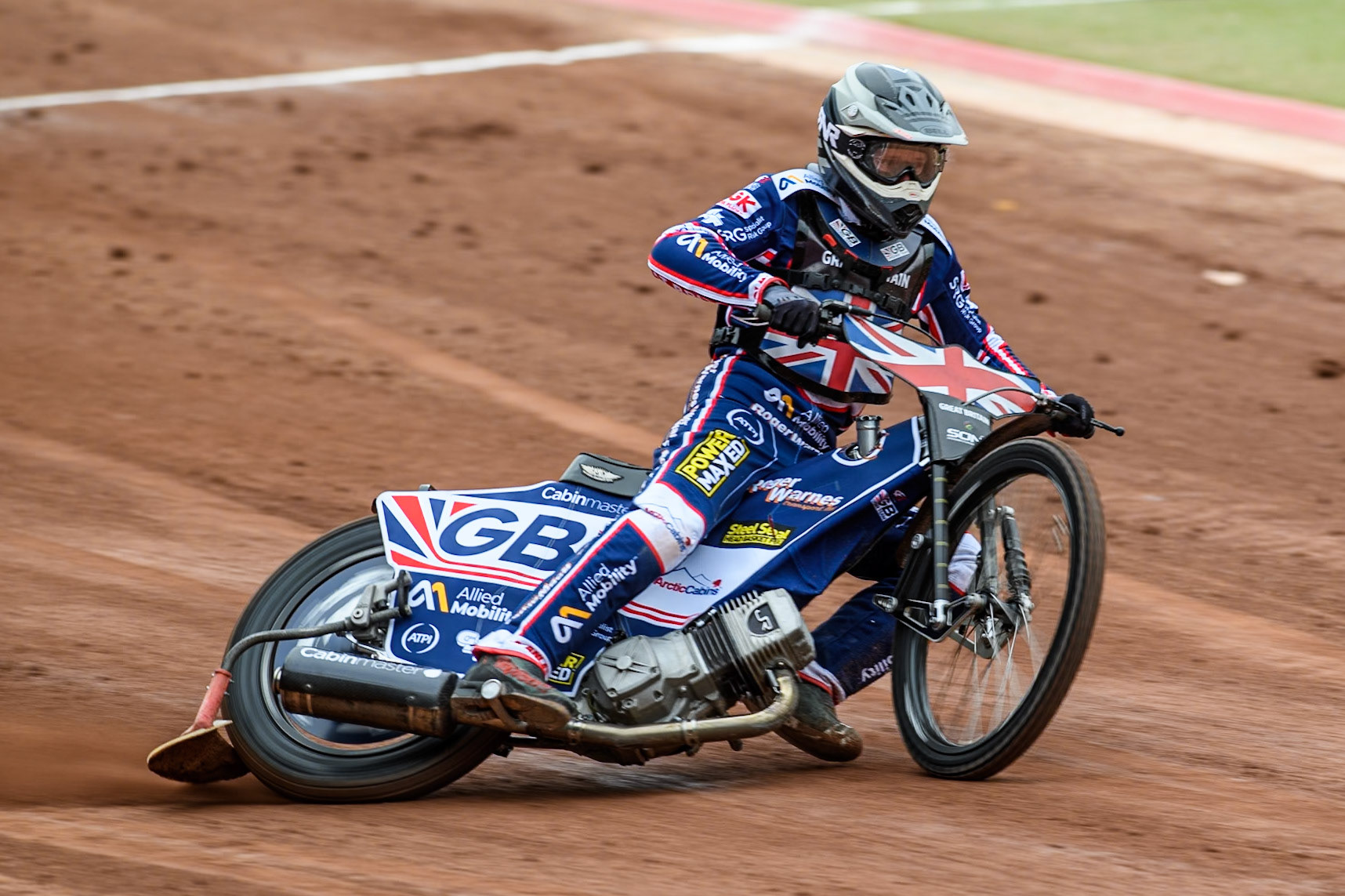 Sam Hagon of Great Britain practices during the Monster Energy FIM Speedway of Nations 2 (Under 21) Final at the National Speedway Stadium, Manchester on Friday 12th July 2024. (Photo: Ian Charles | MI News)