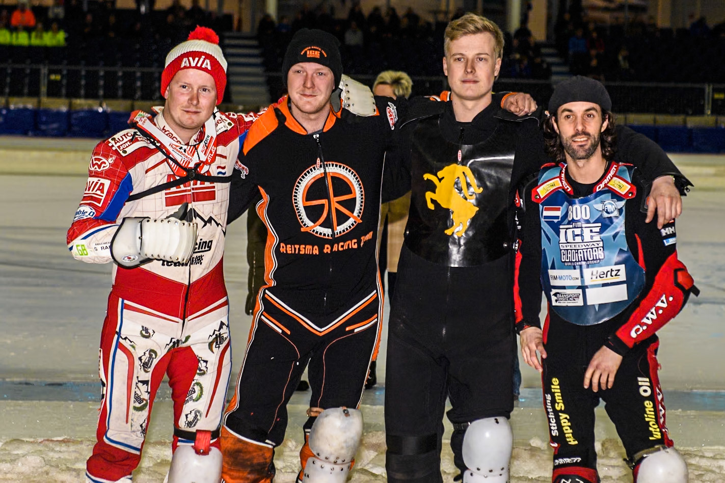 (L to R) Niek Schaap, Sebastian Reitsma, Leon Kramer and Jasper Iwema of The Netherlands during the Roelof Thijs Bokaal at Ice Rink Thialf, Heerenveen, The Netherlands on Friday 5th April 2024. (Photo: Ian Charles | MI News)