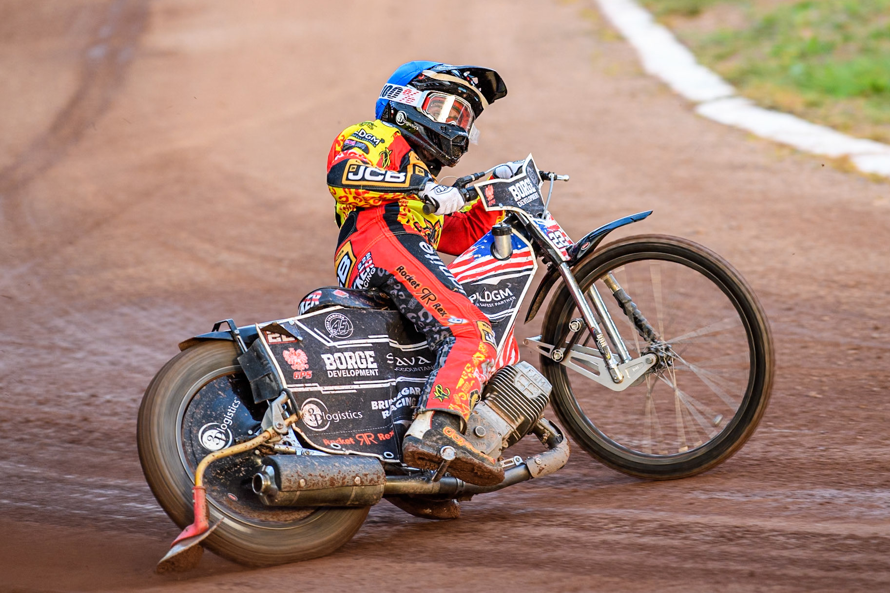 Leicester Lions' Luke Becker in action during the Rowe Motor Oil Premiership match between Leicester Lions and Belle Vue Aces at the Pidcock Motorcycles Arena, Leicester on Thursday 25th July 2024. (Photo: Ian Charles | MI News)