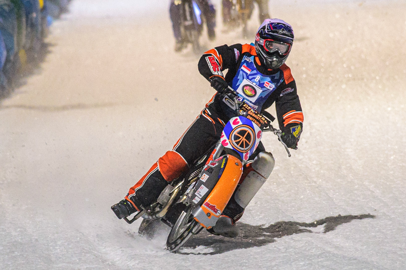 Sebastian Reitsma in action during the German Individual Ice Speedway Championship at Horst-Dohm-Eisstadion, Berlin on Friday 3rd March 2023. (Photo: Ian Charles | MI News)