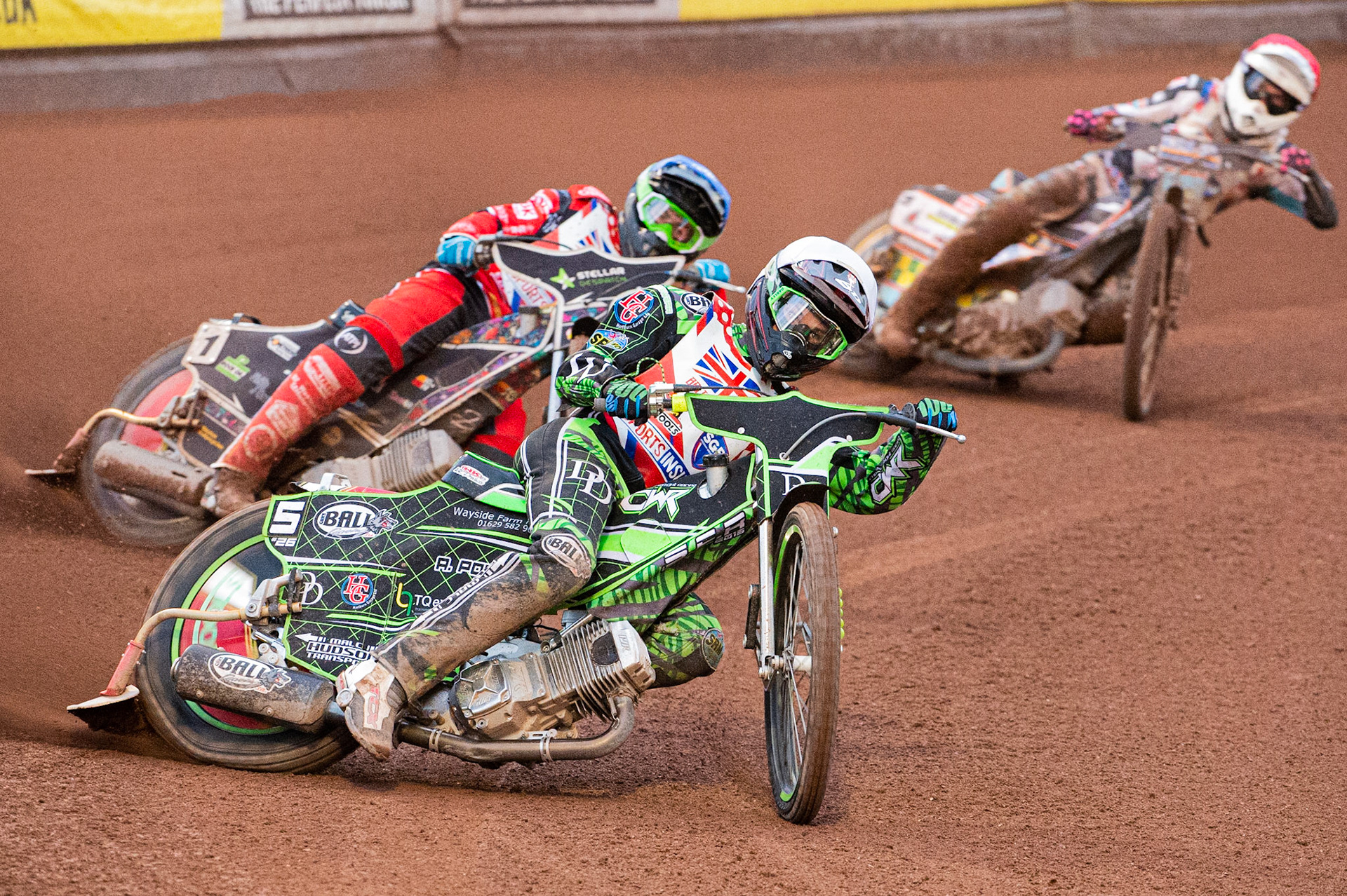 Photo: Ian Charles

Charles Wright (White) leads Scott Nicholls (Blue) and Danny Ayres (Red)

Sports Insure British Final,  Belle Vue National Speedway Stadium, Manchester Monday 29  July  2019