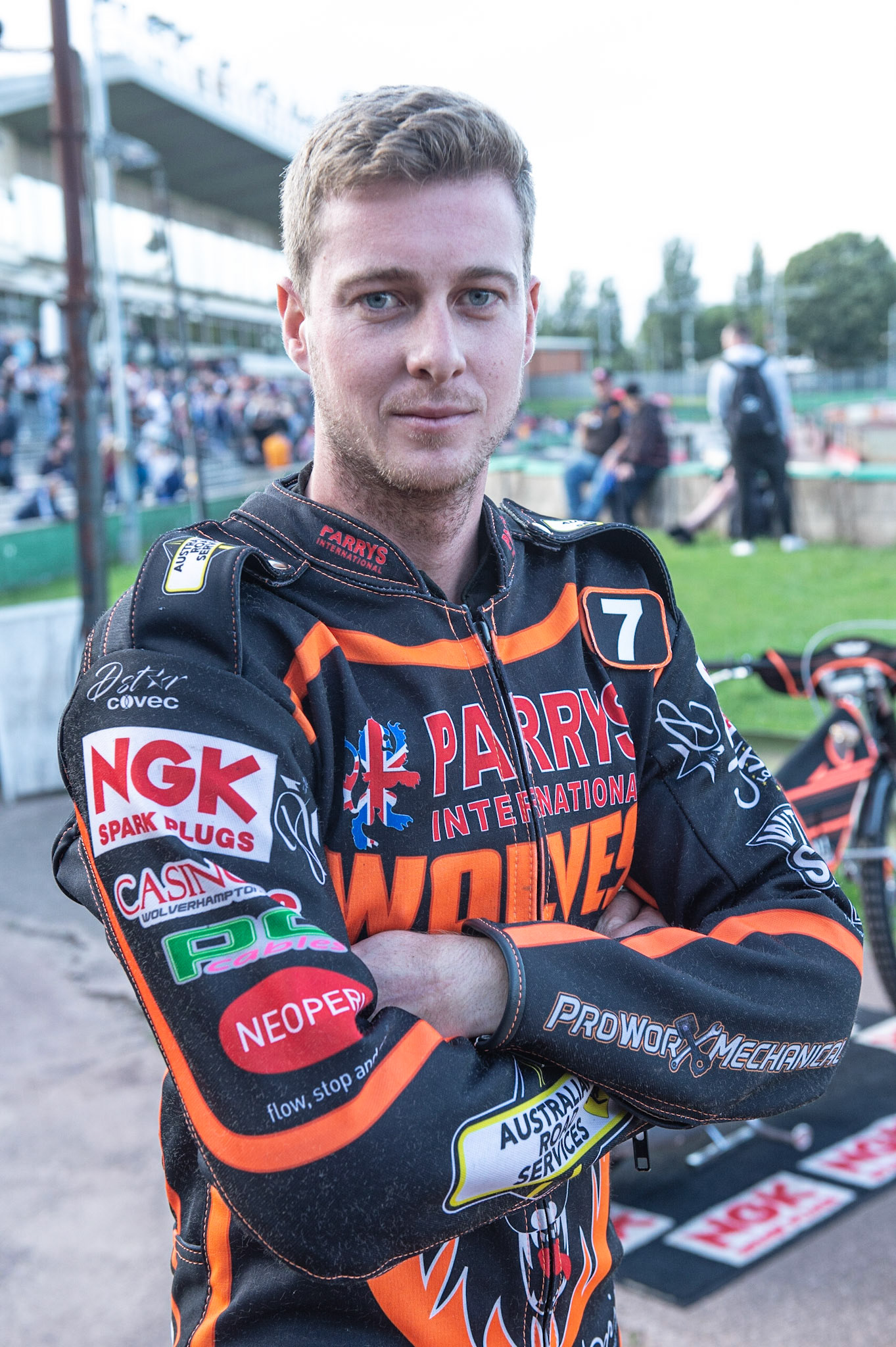 Photo by Ian Charles:

Ryan Douglas  - Wolverhampton Wolves 

Wolverhampton Wolves v Belle Vue Aces, British Speedway Premiership 5 August 2019