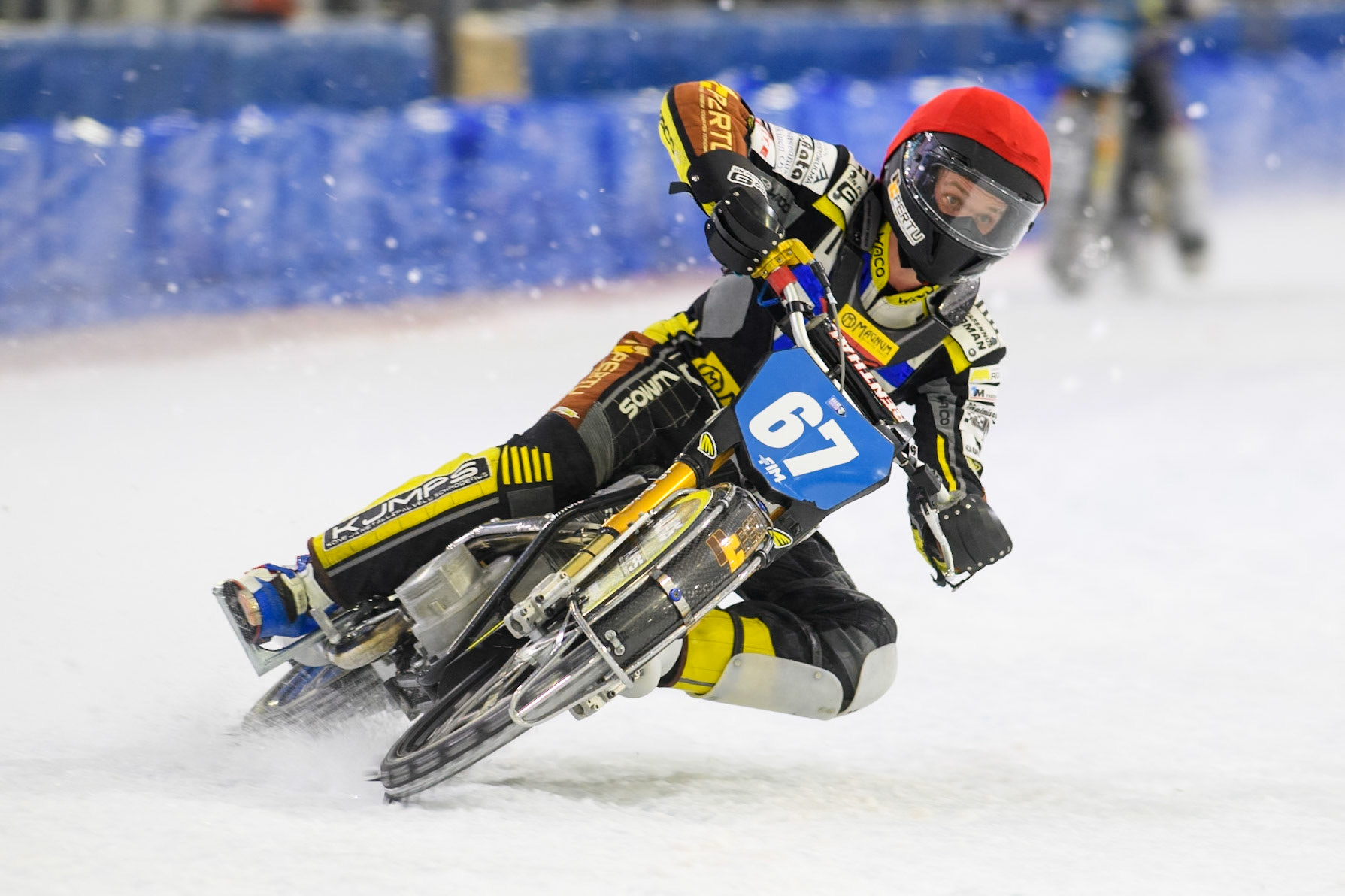 Heikki Huusko (67) of Finland in action during the FIM Ice Speedway Gladiators World Championship, Final 3 at the Ice Stadium, Thialf, Heerenveen on Saturday 5th April 2025. (Photo: Ian Charles | MI News)