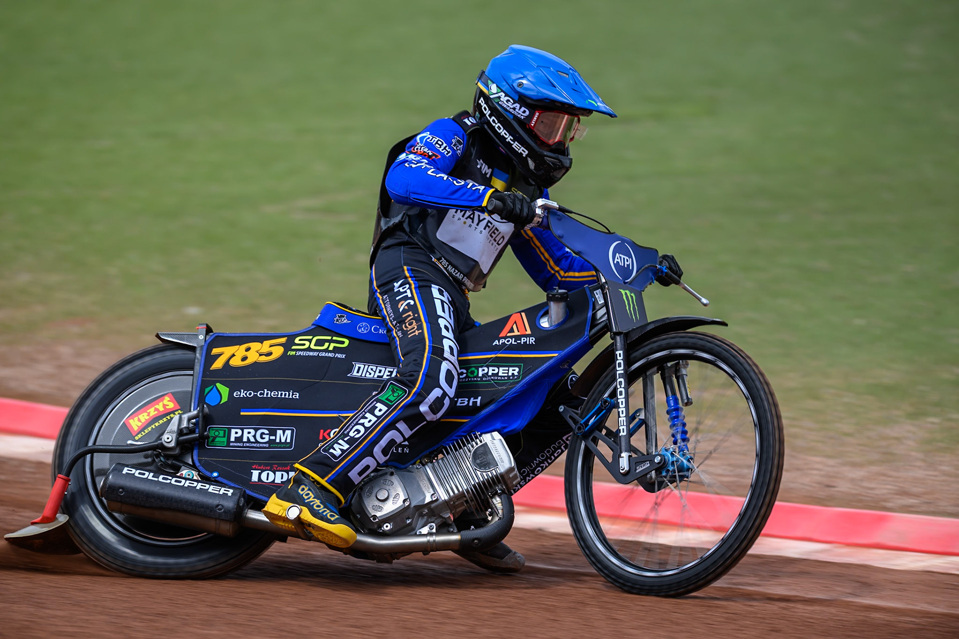 Nazar Parnitskyi (785) of Ukraine during practice for  the ATPI  FIM Speedway GP of Manchester at the National Speedway Stadium, Manchester on Friday 5th June 2026. (Photo: Ian Charles | MI News)