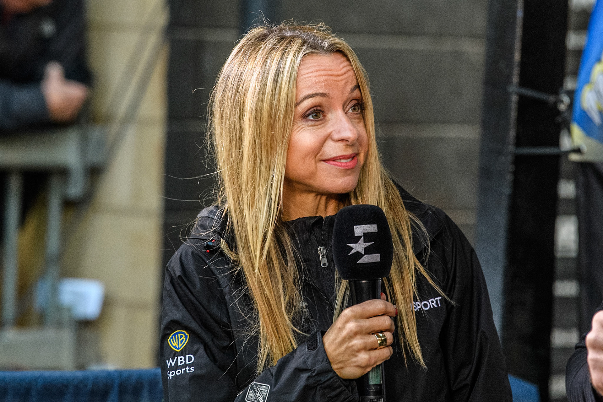 Eurosport Presenter Abi Stephens during the Rowe Motor Oil Premiership Play Off Semi Final 2nd leg between Sheffield Tigers and Belle Vue Aces at Owlerton Stadium, Sheffield on Thursday 19th September 2024. (Photo: Ian Charles | MI News)