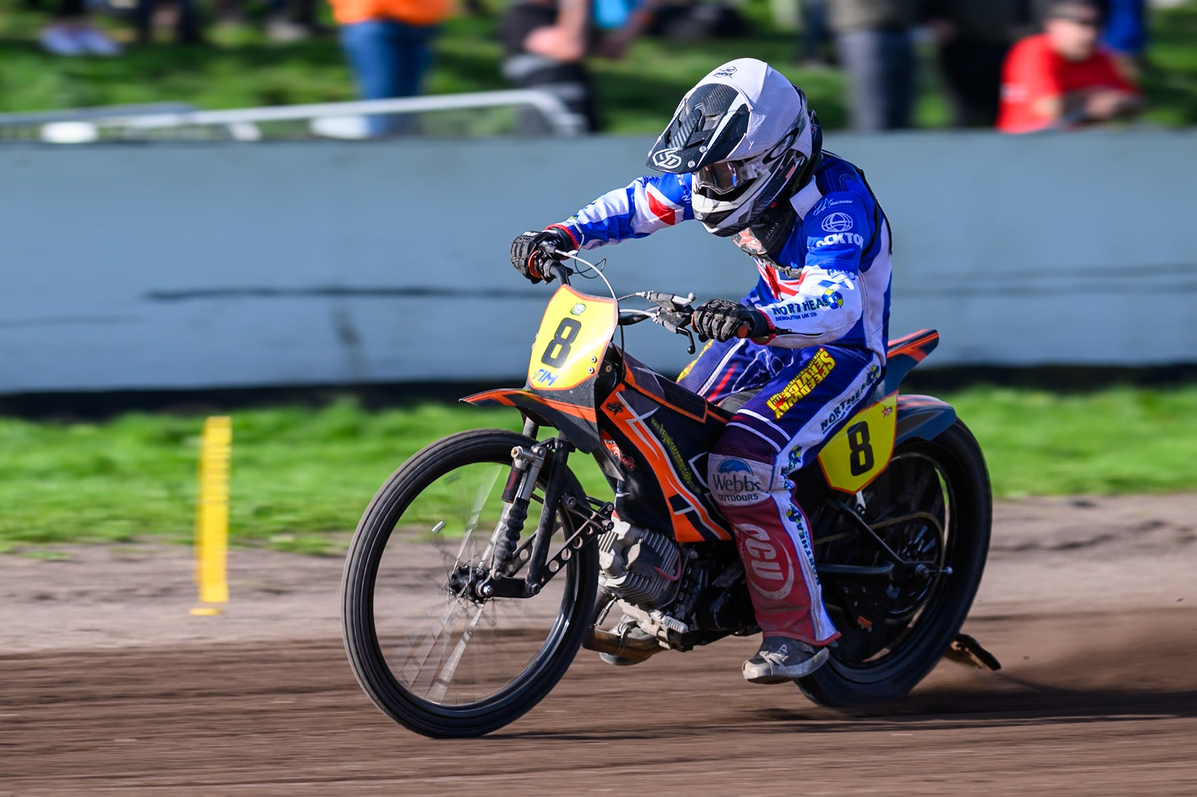 Zach Wajtknecht (8) of Great Britain 'in action during the FIM Long Track of Nations 2026 at the Speed Centre Roden in the Netherlands on Sunday 20th September 2026. (Photo: Ian Charles | MI News)