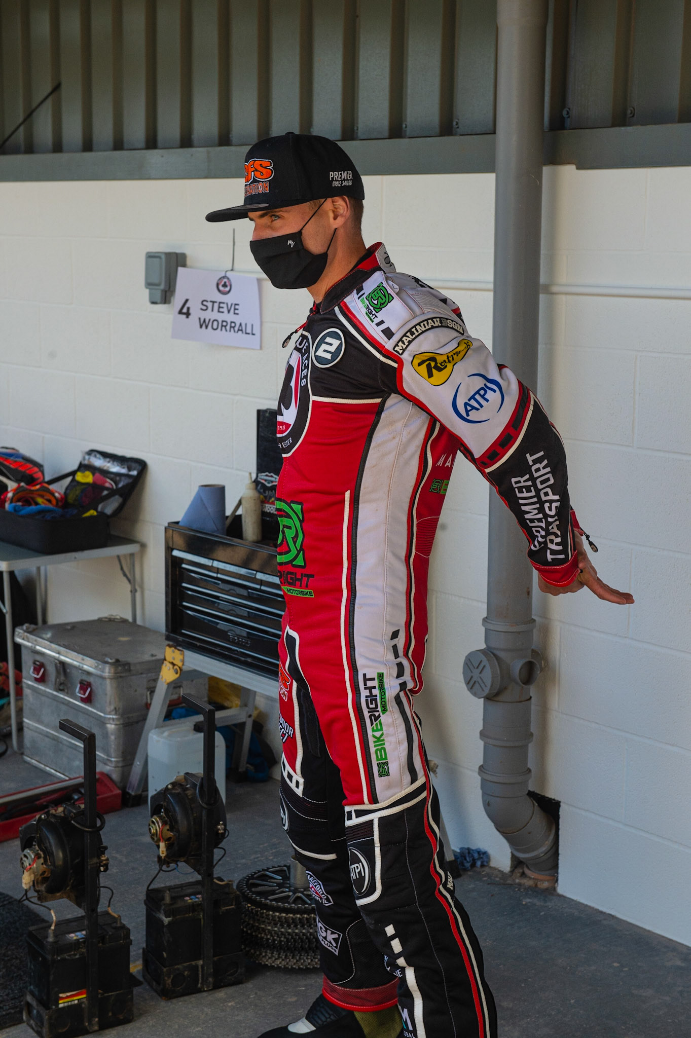 Photo: Ian CharlesSteve Worrall of Belle Vue 'BikeRight' Aces  warms upBelle Vue ‘Bikerite ’Aces v ‘ATPI’ All Stars, Premiership Challenge, National Speedway Stadium, Manchester Thursday  24  September  2020