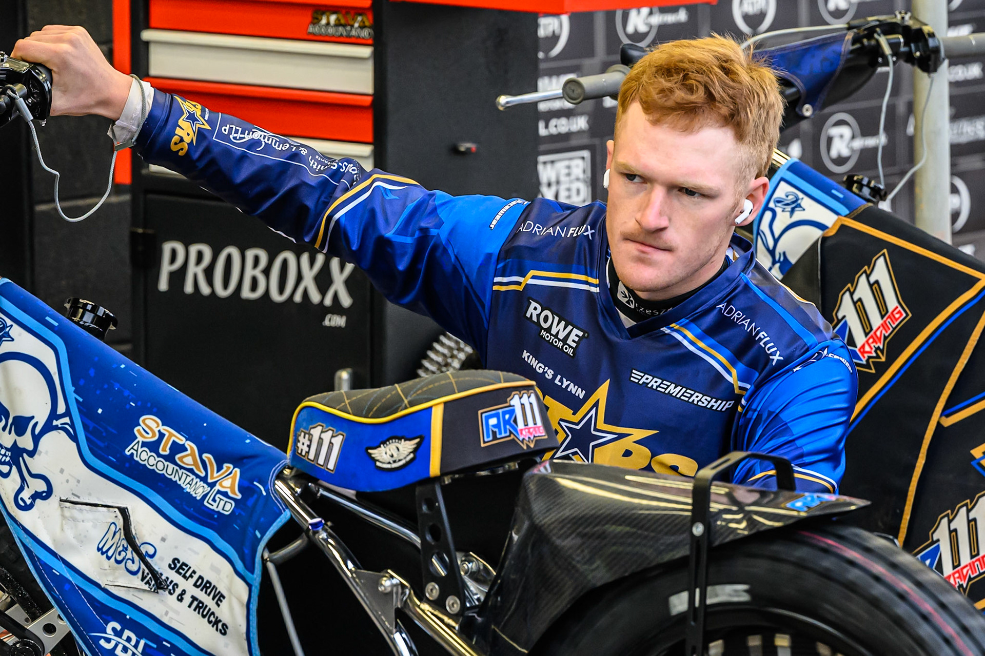 Kings Lynn Stars' Guest Rider, Anders Rowe during the Rowe Motor Oil Premiership match between Belle Vue Aces and King's Lynn Stars at the National Speedway Stadium, Manchester on Monday 23rd June 2025. (Photo: Ian Charles | MI News)