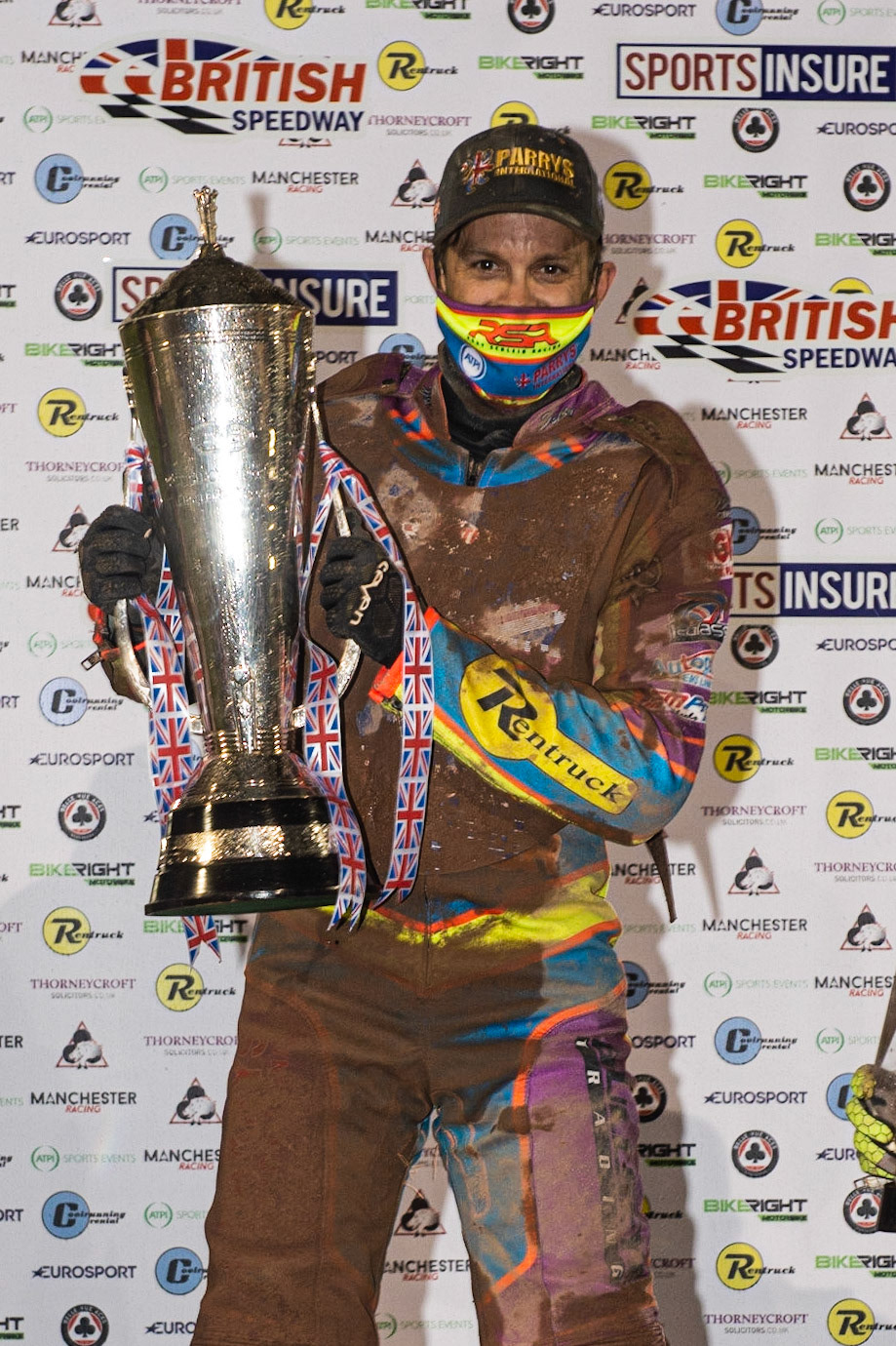 Photo: Ian CharlesRory Schlein with the winners trophySports Insure British Speedway Championship Final, National Speedway Stadium, Manchester Monday  28  September  2020