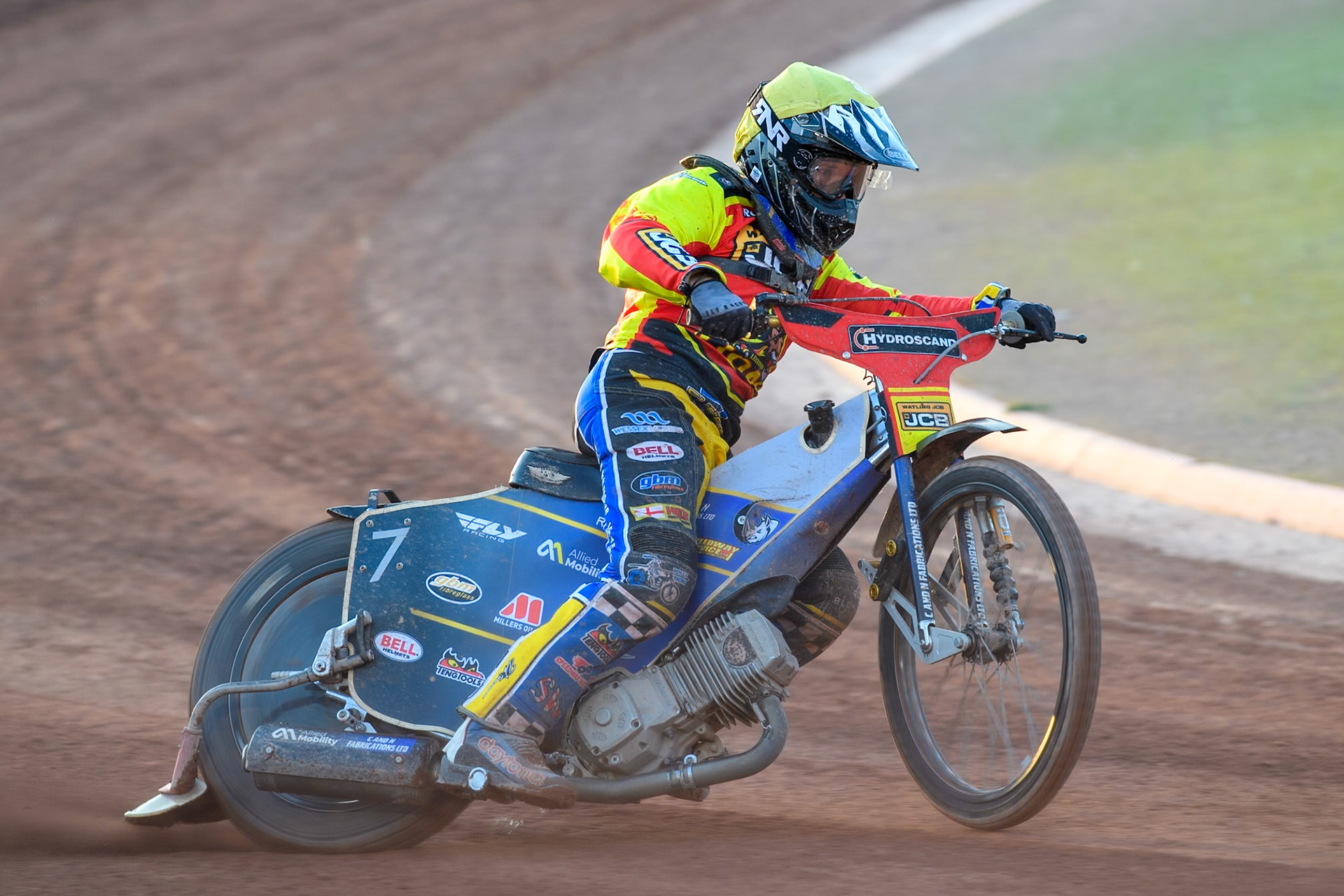 Leicester Lions' Joe Thompson in action during the Rowe Motor Oil Premiership match between Belle Vue Aces and Leicester Lions at the National Speedway Stadium, Manchester on Monday 19th May 2025. (Photo: Ian Charles | MI News)