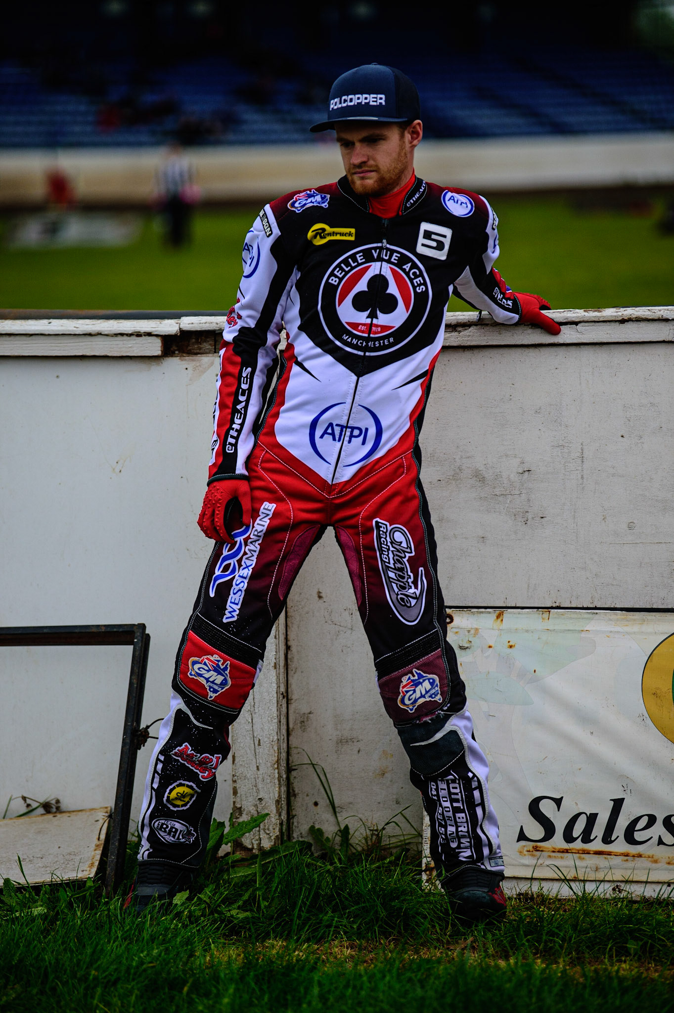 PETERBOROUGH, UK. MAY 9TH Brady Kurtz does some stretching exercises  during the SGB Premiership match between Peterborough Panthers and Belle Vue Aces at East of England Showground, Peterborough on Monday 9th May 2022. (Credit: Ian Charles | MI News)
