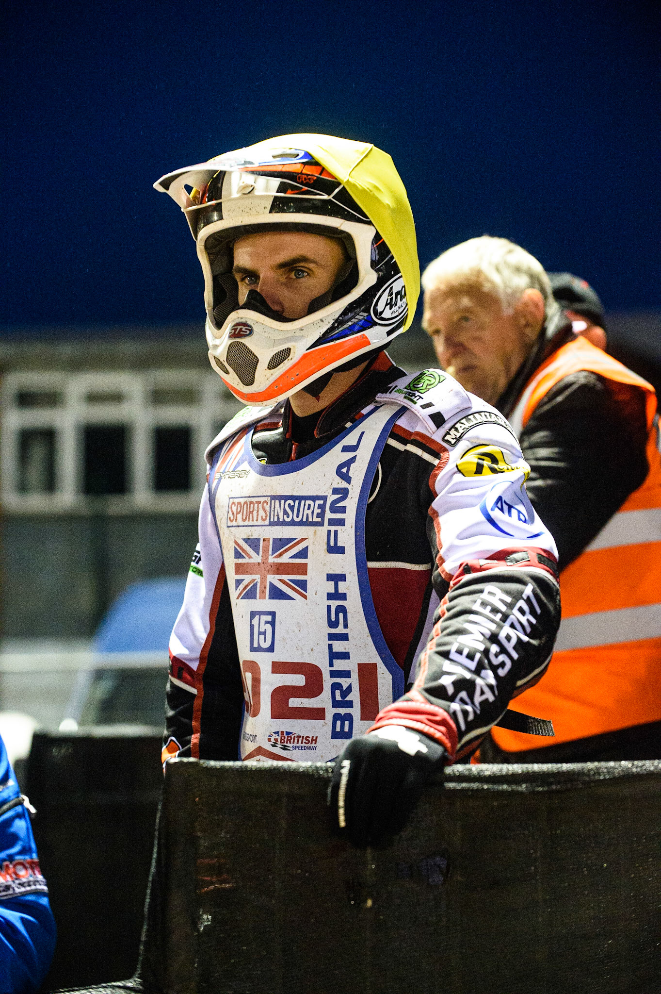 MANCHESTER, UK. AUGUST 16TH   Steve Worrall  watches the racing before his next heat during the Sports Insure British Speedway Finals at the National Speedway Stadium, Manchester on Monday 16th August 2021. (Credit: Ian Charles | MI News)