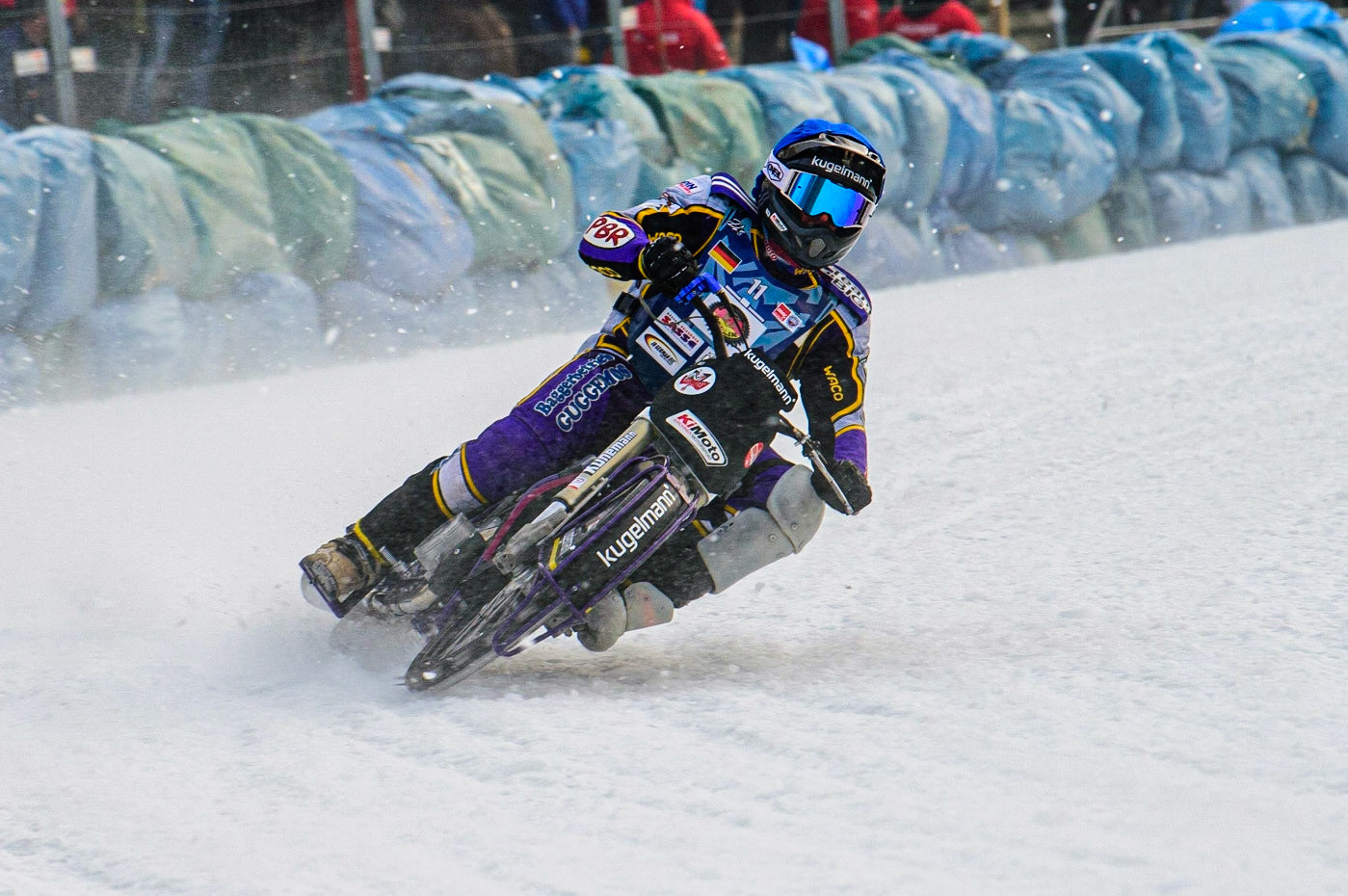 Christoph Kirchner in action during the German Individual Ice Speedway Championship at Horst-Dohm-Eisstadion, Berlin on Friday 3rd March 2023. (Photo: Ian Charles | MI News)