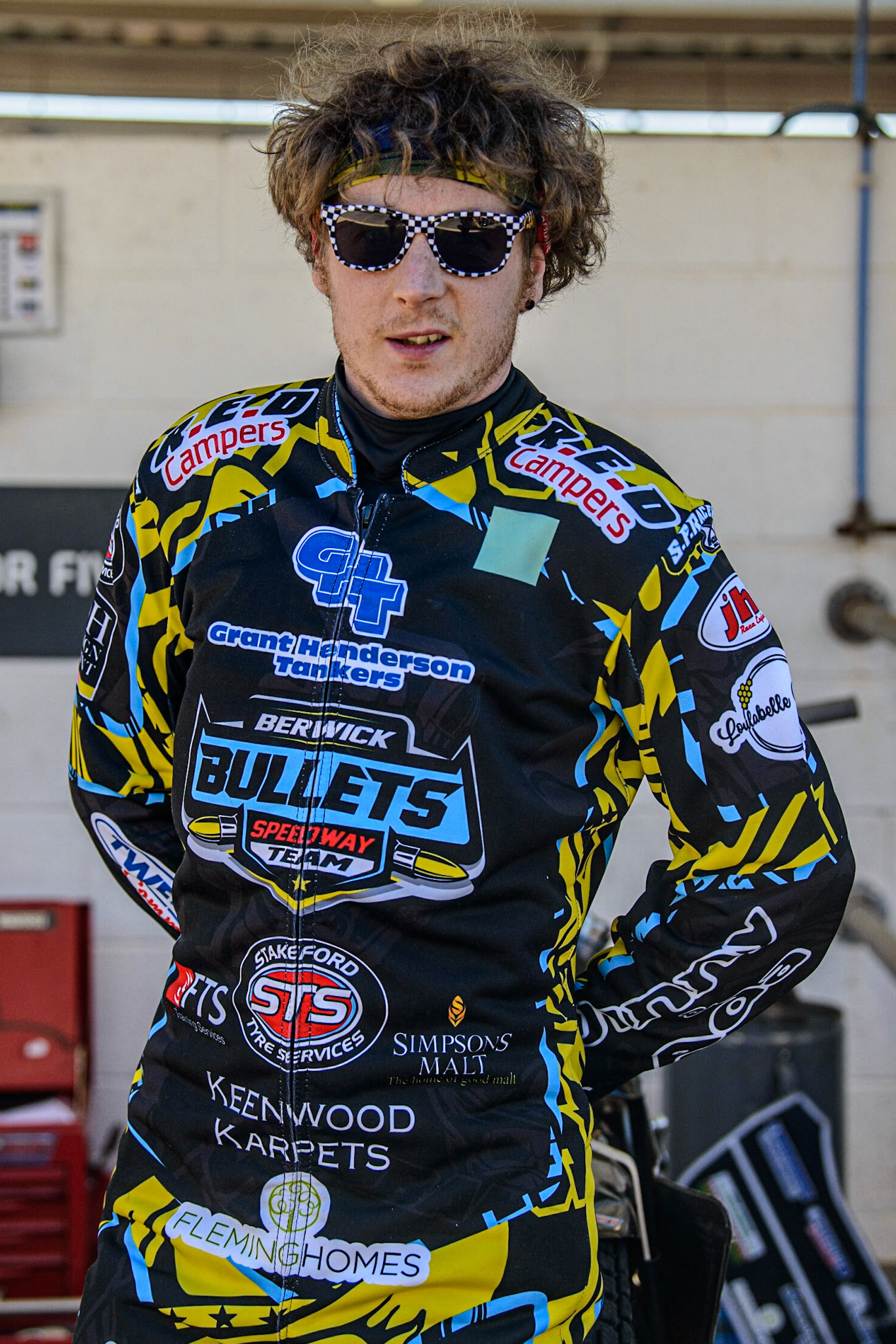 Greg Blair - Berwick ‘GHT’ Bullets  during the National Development League match between Belle Vue Colts and Berwick Bullets at the National Speedway Stadium, Manchester on Friday 7th April 2023. (Photo: Ian Charles | MI News)