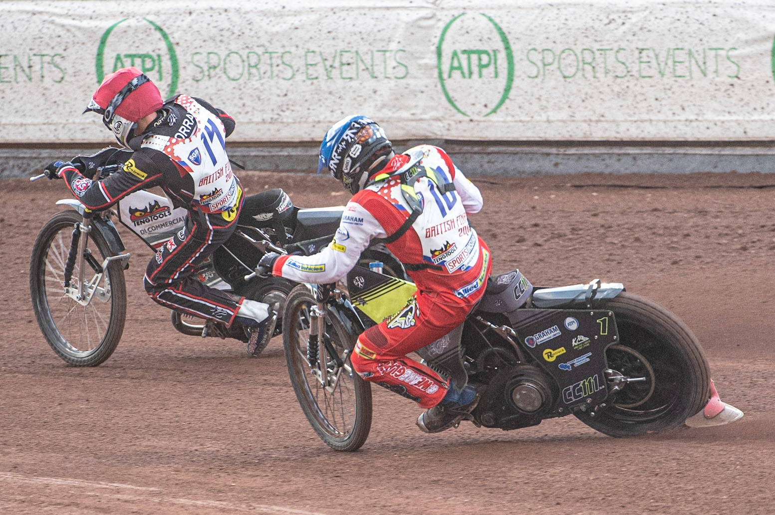 Photo: Ian Charles

Craig Cook (Blue) chases Steve Worrall (Red)

Sports Insure British Final,  Belle Vue National Speedway Stadium, Manchester Monday 29  July  2019