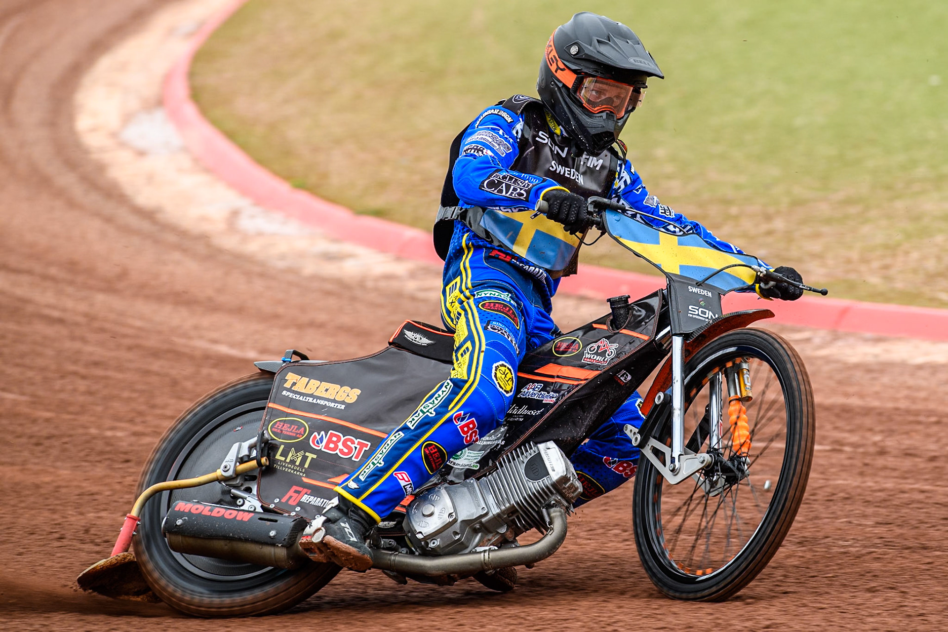 Jacob Thorssell of Sweden practices during the Monster Energy FIM Speedway of Nations Semi-Final 1 at the National Speedway Stadium, Manchester on Tuesday 9th July 2024. (Photo: Ian Charles | MI News)