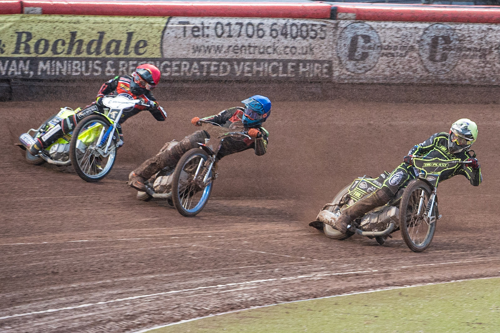 Photo by Ian Charles

Jake Allen  (Yellow) inside Dimitri Bergé  (Blue) and Kenneth Bjerre  (Red)


Belle Vue Aces v Ipswich Witches, British Speedway Premiership, Belle Vue National Speedway Stadium, Manchester, Monday 8  July  2019