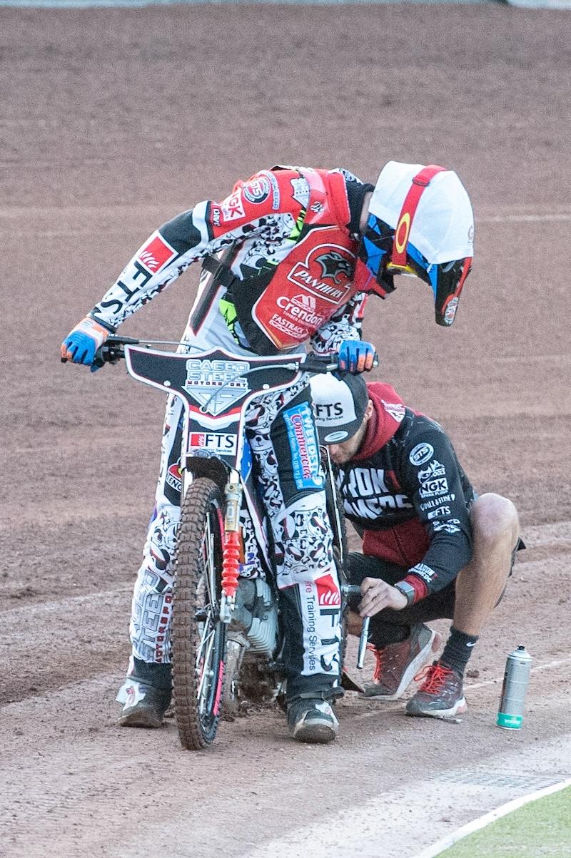 Photo by Ian Charles:

Aaron Summers gets some last minute attention 

Belle Vue Aces v Peterborough Panthers, National Speedway Stadium, Manchester, Wednesday, 10, April, 2019