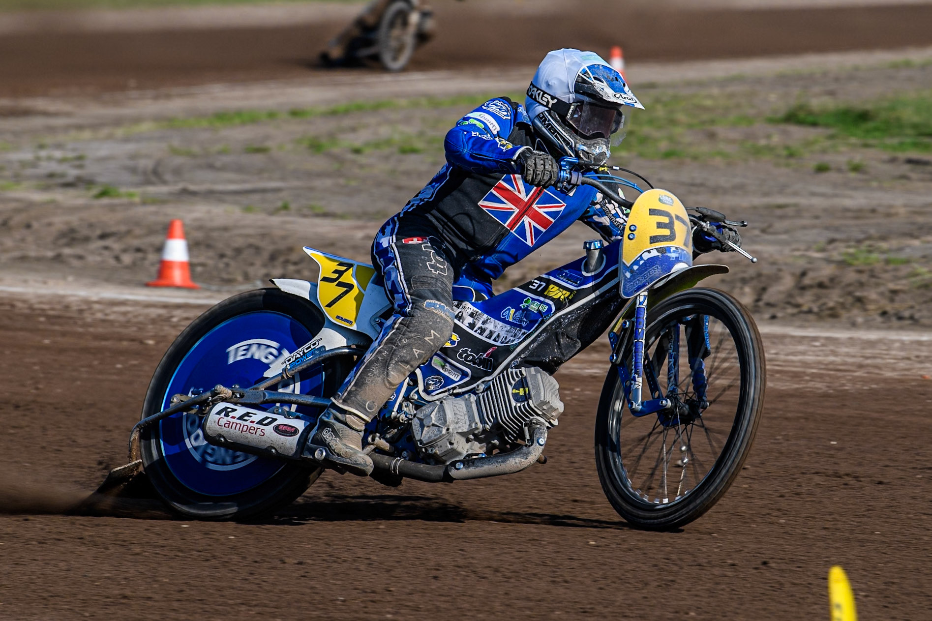Chris Harris (37)of Great Britain in action during the FIM Long Track World Championship Final 5 at the Speed Centre Roden, Roden, Netherlands on Sunday 22nd September 2024. (Photo: Ian Charles | MI News)