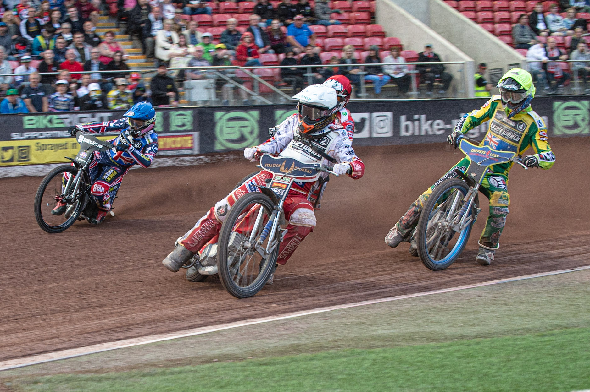 Photo: Ian Charles

Dominik Kubera  (White) leads Kye Thomson (Yellow) Patrick Hansen (Red) and Leon Flint (Blue)

FIM Team Speedway U-21 World Championship, National Speedway Stadium, Manchester Friday 12 July  2019