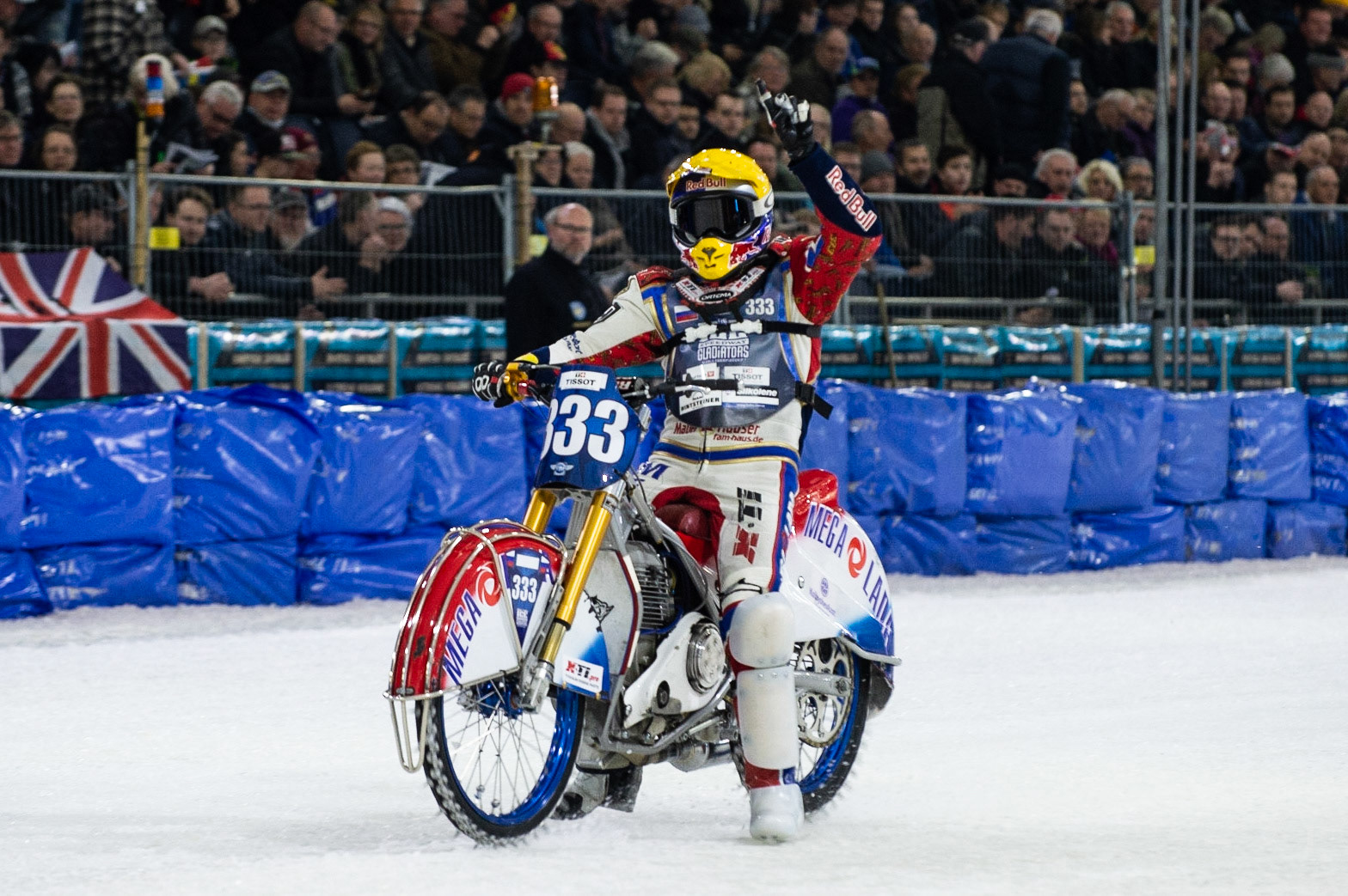 Photo: Ian Charles

Danil Ivanov Celebrates his win in the World Championship

FIM Ice Speedway Gladiators World Championship, Event 5.2, Ice Rink Thialf, Heerenveen, Netherlands Sunday  31  March  2019