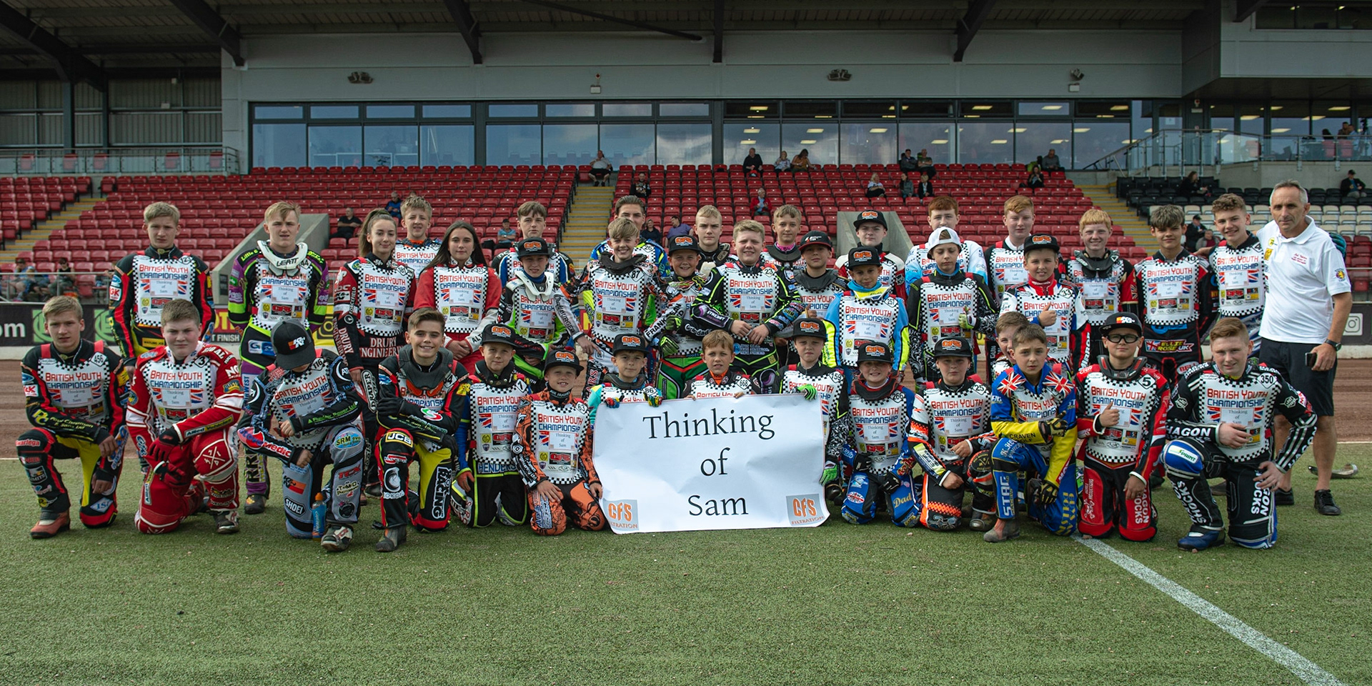 Photo: Ian Charles

The riders show other support for Sam Norris

Summer Speed Saturday & British Youth Speedway Championship Round 5, National Speedway Stadium, Manchester, Saturday 22 June 2019